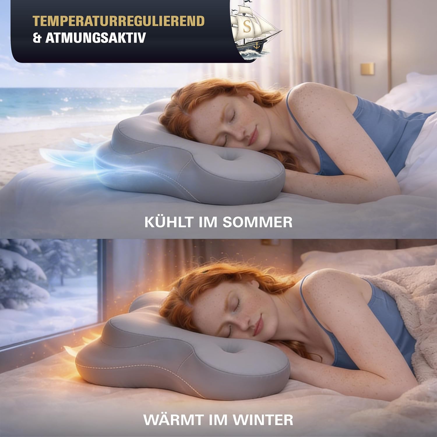 Orthopädisches Kissen & Nackenstützkissen – Ergonomisches Nackenkissen (Testsieger) Memory Foam gegen Nackenschmerzen & Schnarchen, Kissen für Seiten-, Rücken- & Bauchschläfer – Bild 5