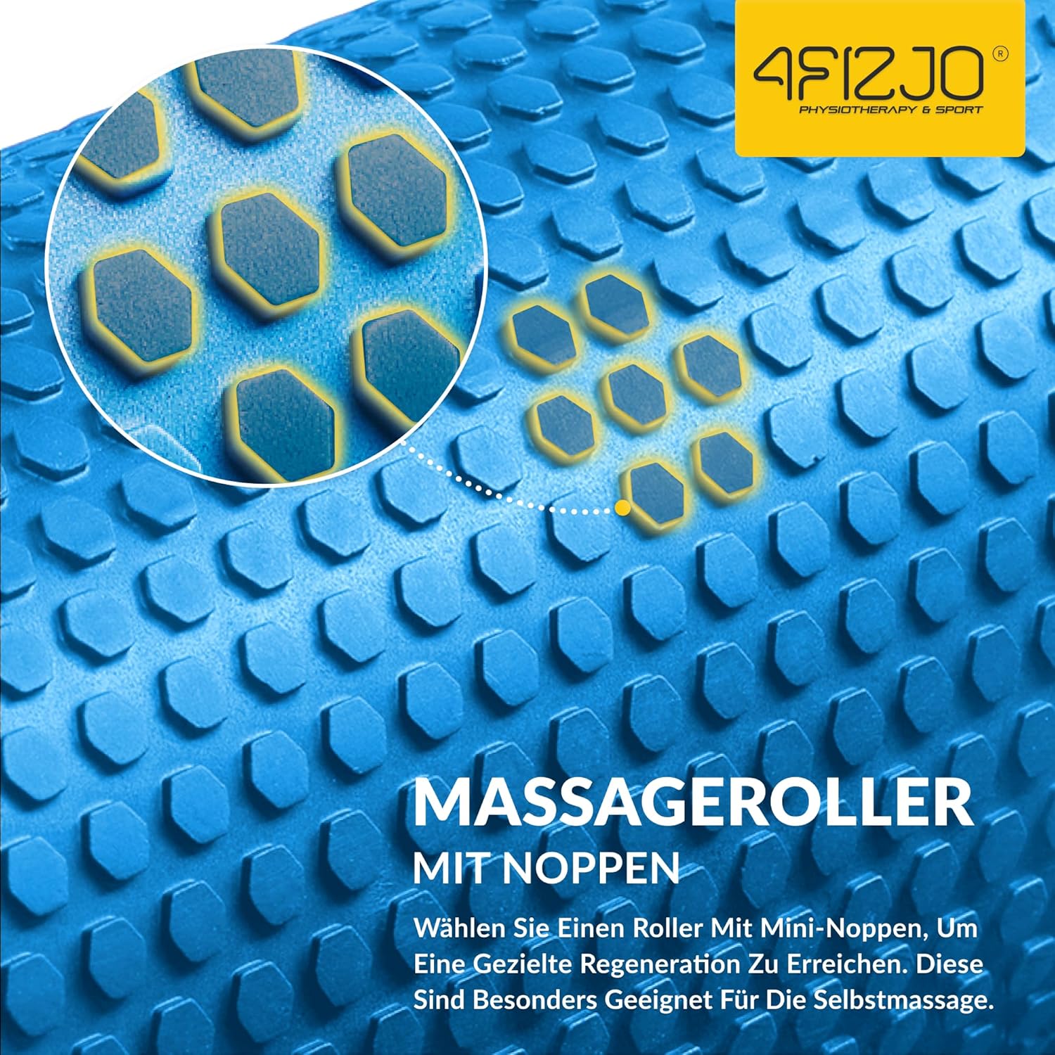 4FIZJO Faszienrolle mit Noppen aus EVA-Schaum, Durchmesser 15 cm, Länge 60 cm, Massagerolle, Rückenrolle, leicht, langlebig, mittlere Härte, Faszientraining, Massagetraining, blau – Bild 10