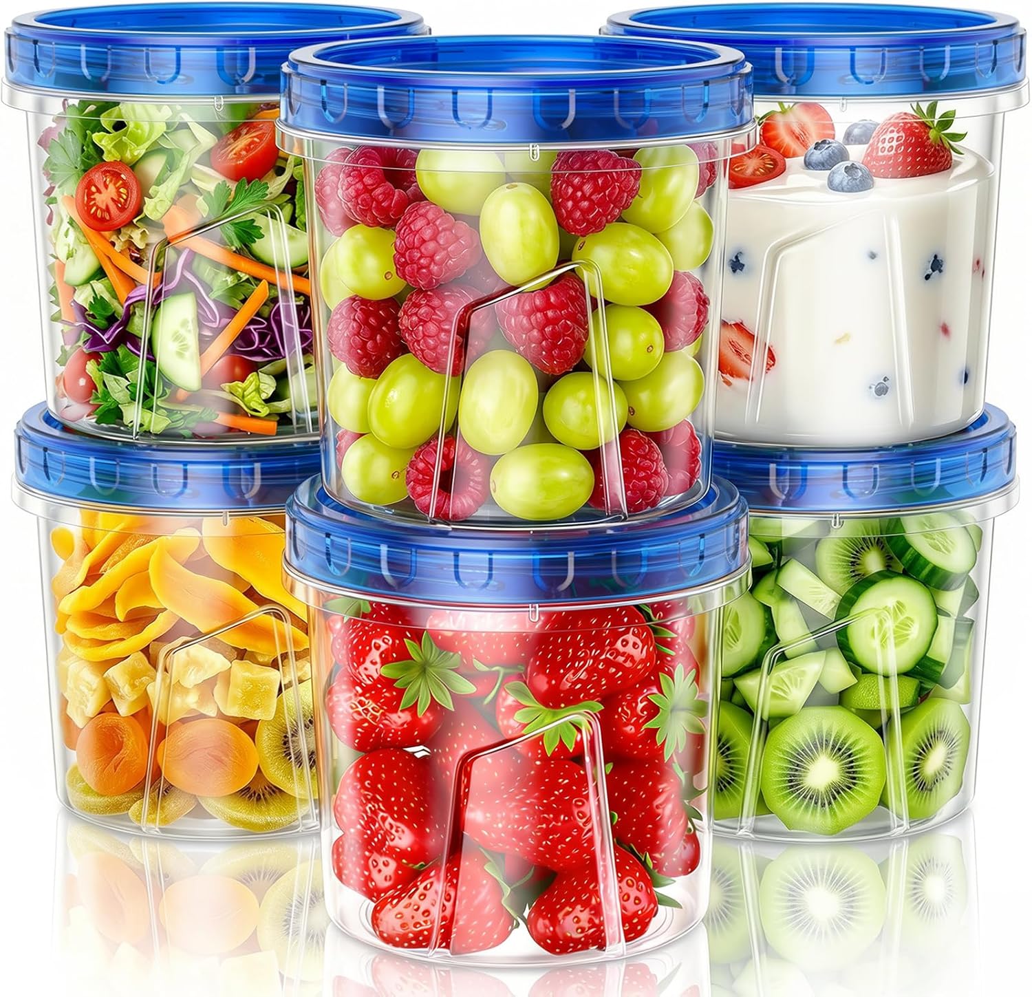 Wwtop Frischhaltedosen mit Deckel 6 x 720 ml, Vorratsdosen mit Deckel Luftdicht, Meal Prep Boxen, Auslaufsichere Aufbewahrungsbox Gefrierdosen Küche, BPA-frei, Mikrowellen und Mikrowellengeeignet