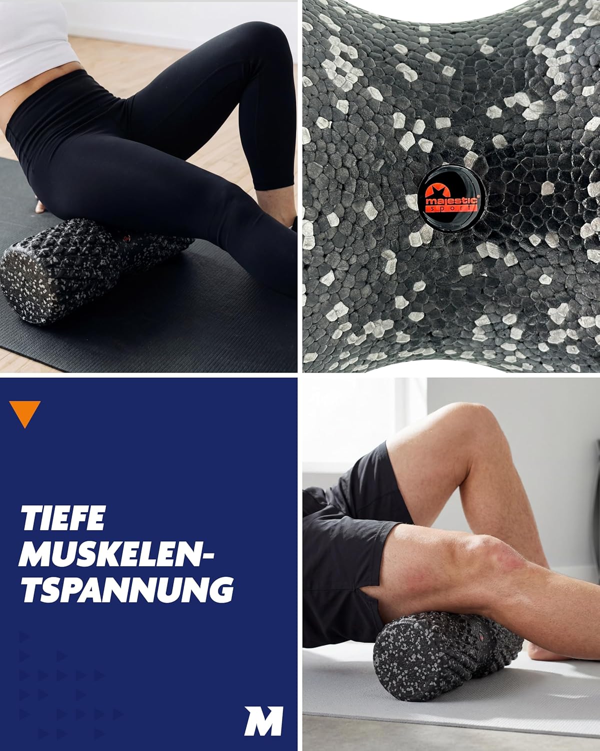 Faszienrolle – Massagerolle aus EPP-Schaum 42 cm x 15 cm. Ergonomisches Design für Rücken und Muskeln. Mittelhart, hypoallergen und geruchlos – Bild 4