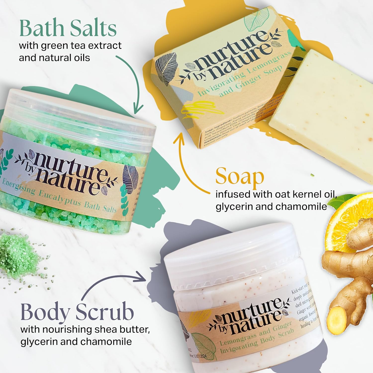 Nurture by Nature, Entspannung und Auftrieb, Verwöhnkörbe für Frauen, Spa-Badeset, Badesalz, Aromatherapie, Seife, Badebomben, Kerze und mehr, Geburtstagsgeschenk – Bild 6