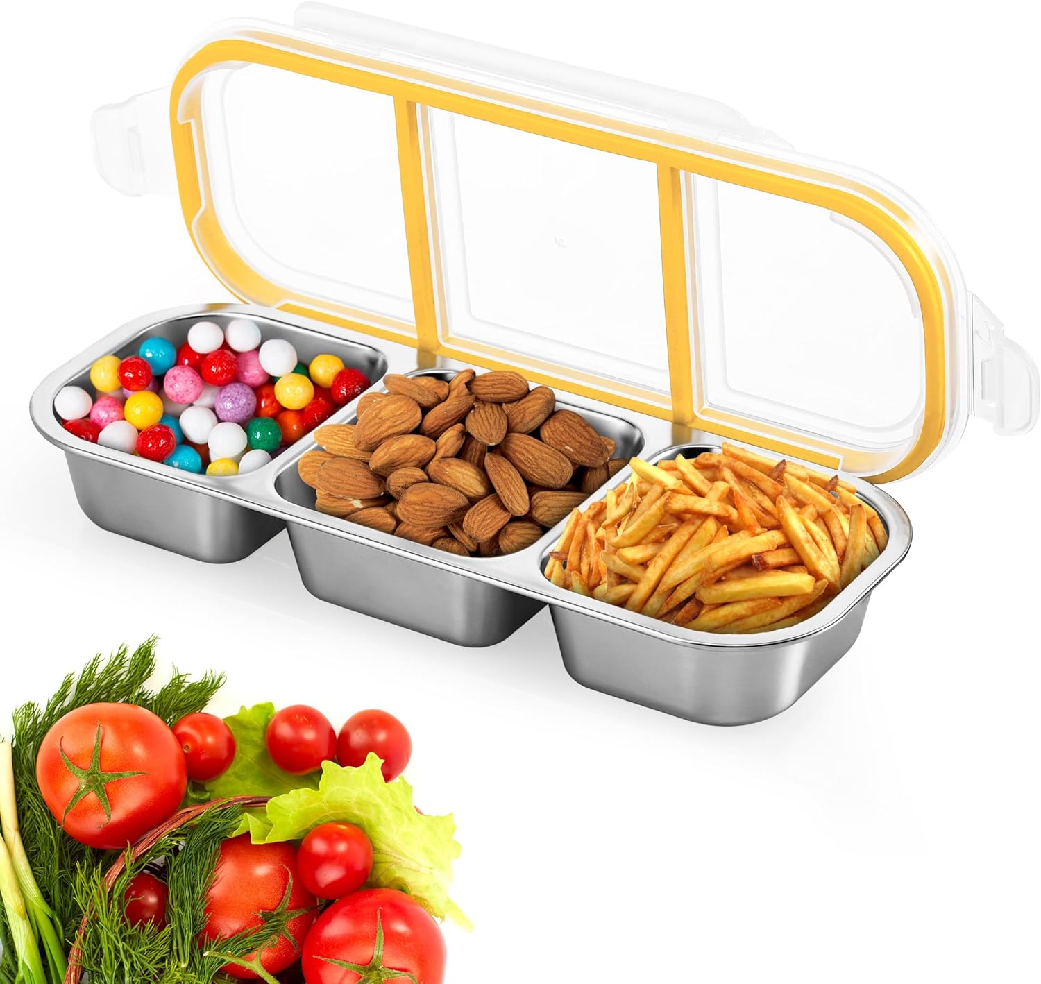 Fentar 2 Stück Snackboxen mit Fächern, Edelstahl, auslaufsichere Snackbox mit Fächern, spülmaschinenfest, Lunchbox, Kinder-Meal-Prep-Boxen, Bento-Box, Edelstahl-Snackboxen mit Deckel für Schule, Arbeit, Camping – Bild 9