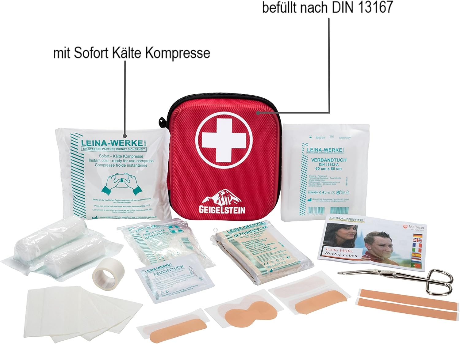 Erste-Hilfe-Set, hergestellt in Deutschland, mit sofortiger Kältekompresse für Zuhause, Arbeit, Reisen und Outdoor – Bild 2