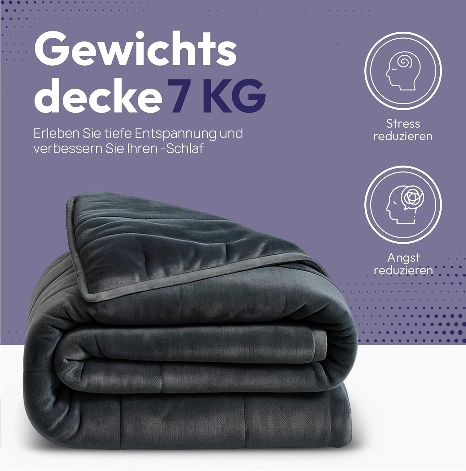 Gewichtsdecke 135 x 200 cm, 7 kg, schwere Bettdecke – Anti-Stress-Therapiedecke mit Glasdruckverteilung, schwere Gewichtsdecke für tiefen Schlaf und bessere Erholung, Einschlafhilfe für Erwachsene – Bild 5