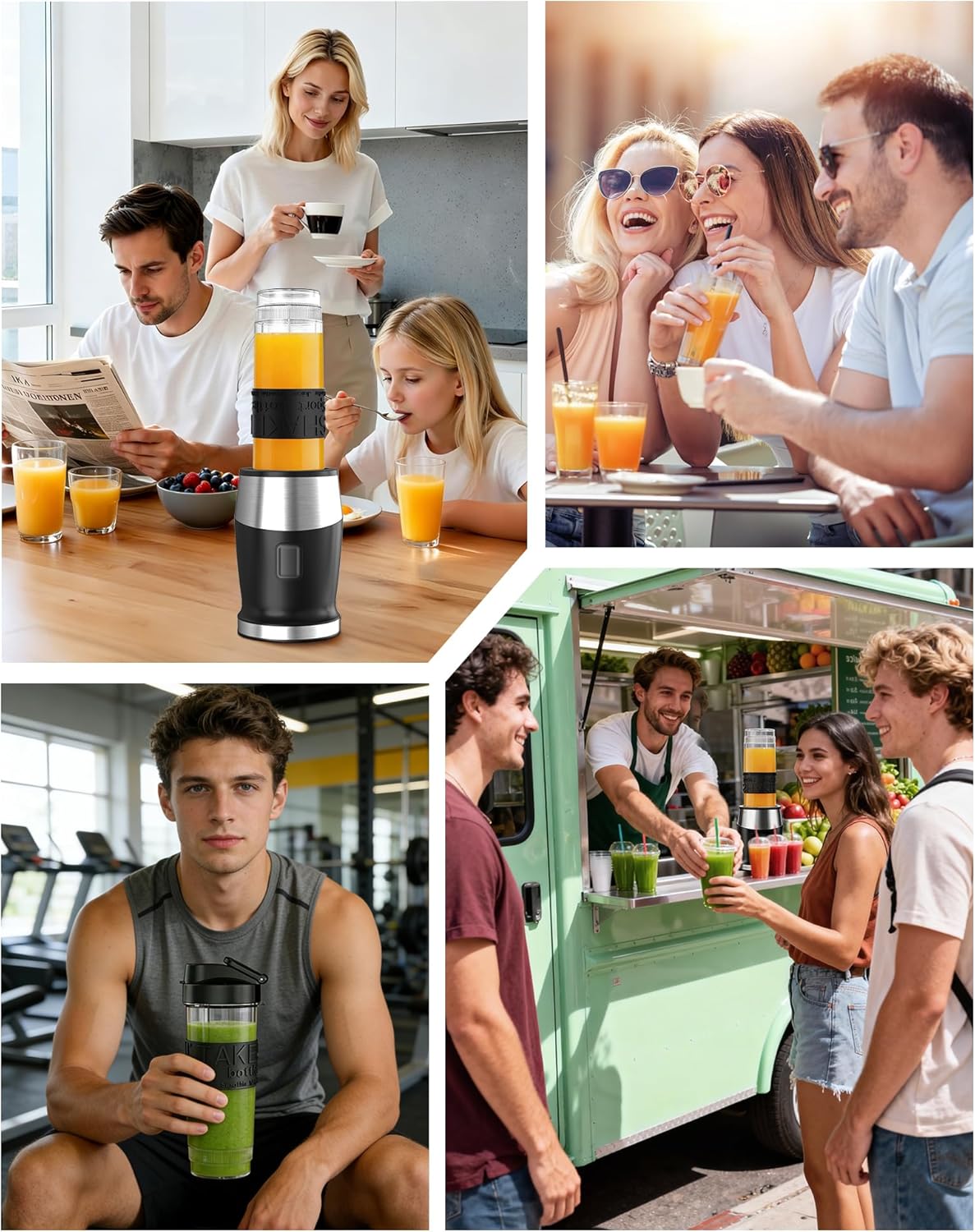 Mixer, 700W Smoothie Maker, Standmixer & Mixer Smoothie Maker, Multifunktions-Smoothiemaker/Fleischzerkleinerer/Ice Crusher/Kaffeemühle mit 570ml Sport-Flasche BPA frei Tritan – Bild 7