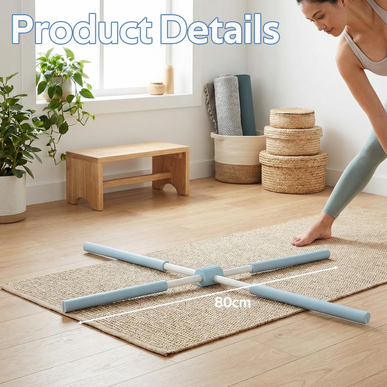 YUYTE Yoga-Haltungskorrekturstäbe, Haltungskorrektur-Rückenknacker, Bodybuilding-Pilates-Stick, einziehbarer Rückenhaltungskorrekturstab für Erwachsene und Kinder, zur Rückenentlastung (blau) – Bild 7