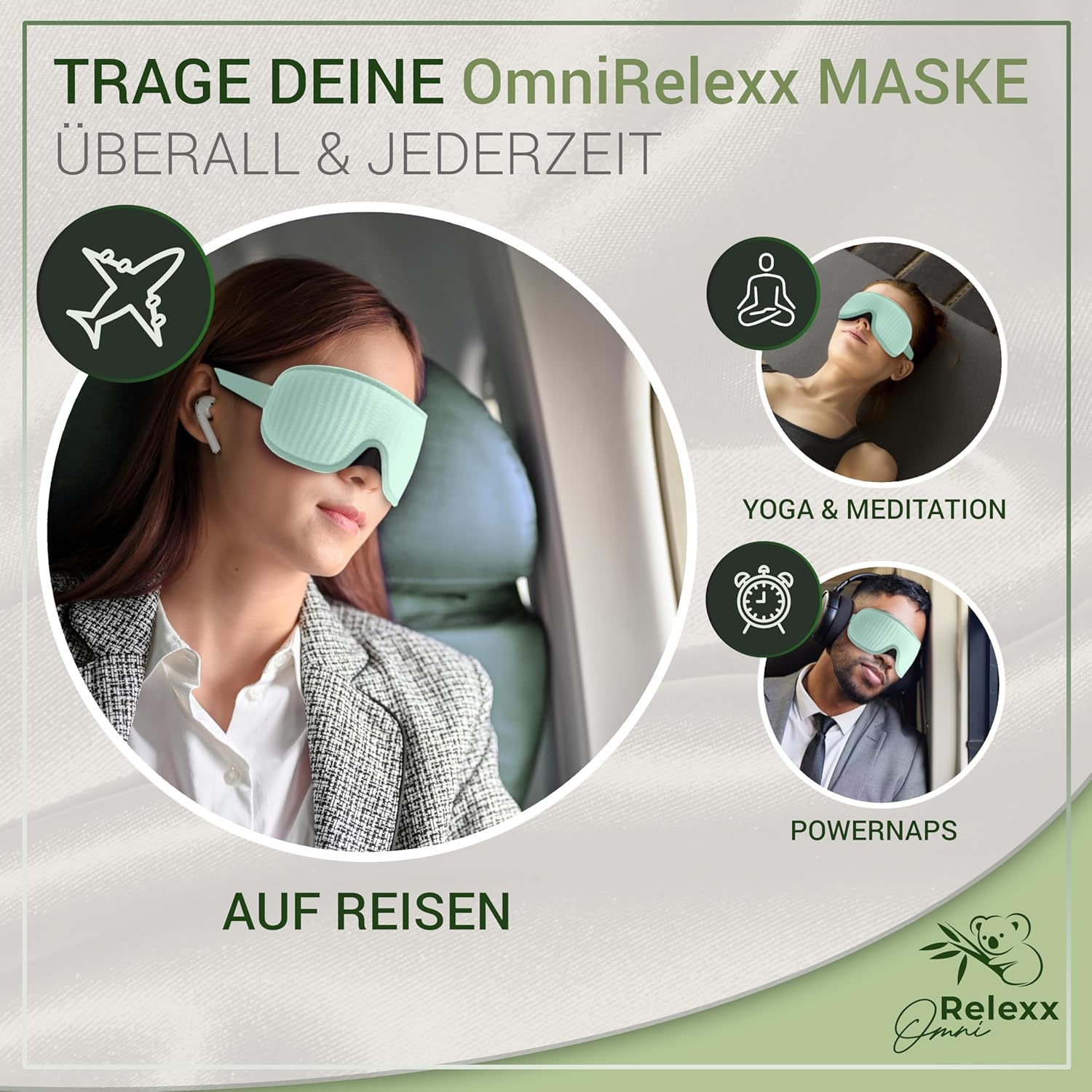 Schlafmaske für Damen und Herren – Atmungsaktive Schlafmaske – Bequeme und weiche Augenmaske – Lichtblockierend – Reisetasche – 3D-Aussparung für die Augen – Memory-Schaum (Türkis) – Bild 7