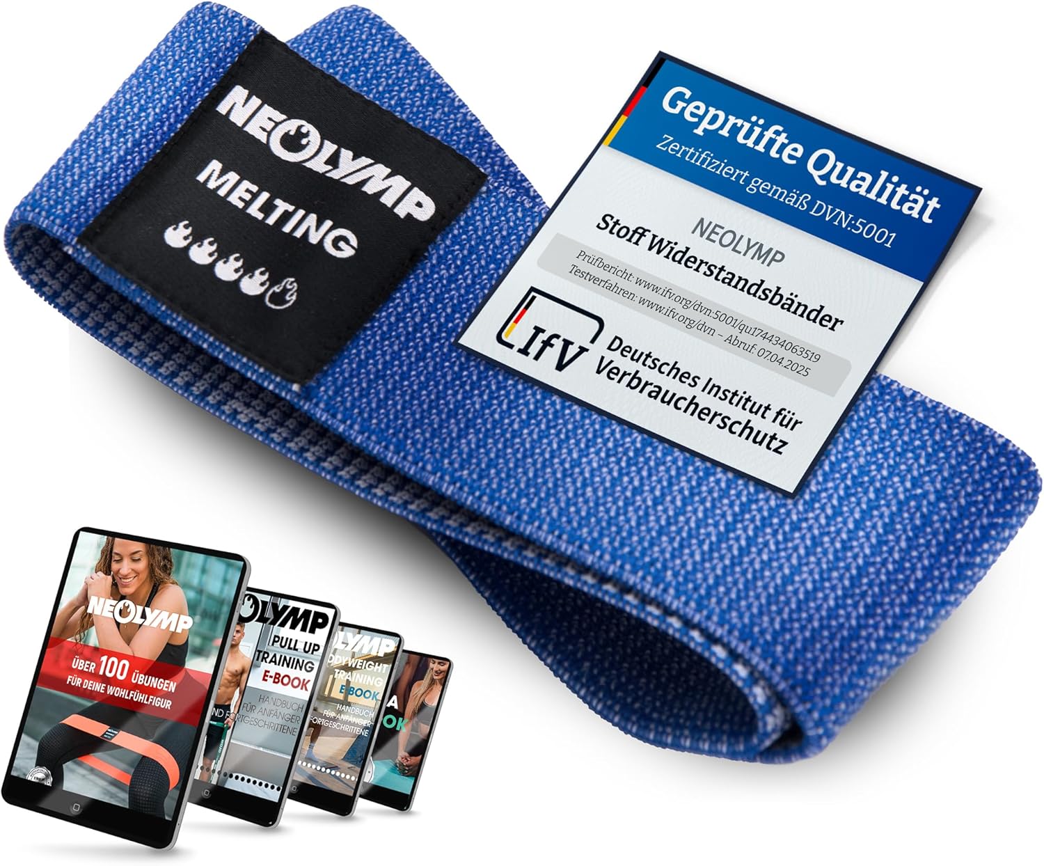 Neolymp Premium Fitnessbänder für den professionellen Sporteinsatz + Buch mit über 100 Übungen, Fitnessband, Thermoband, Widerstandsband, Terraband für Pilates / Crossfit