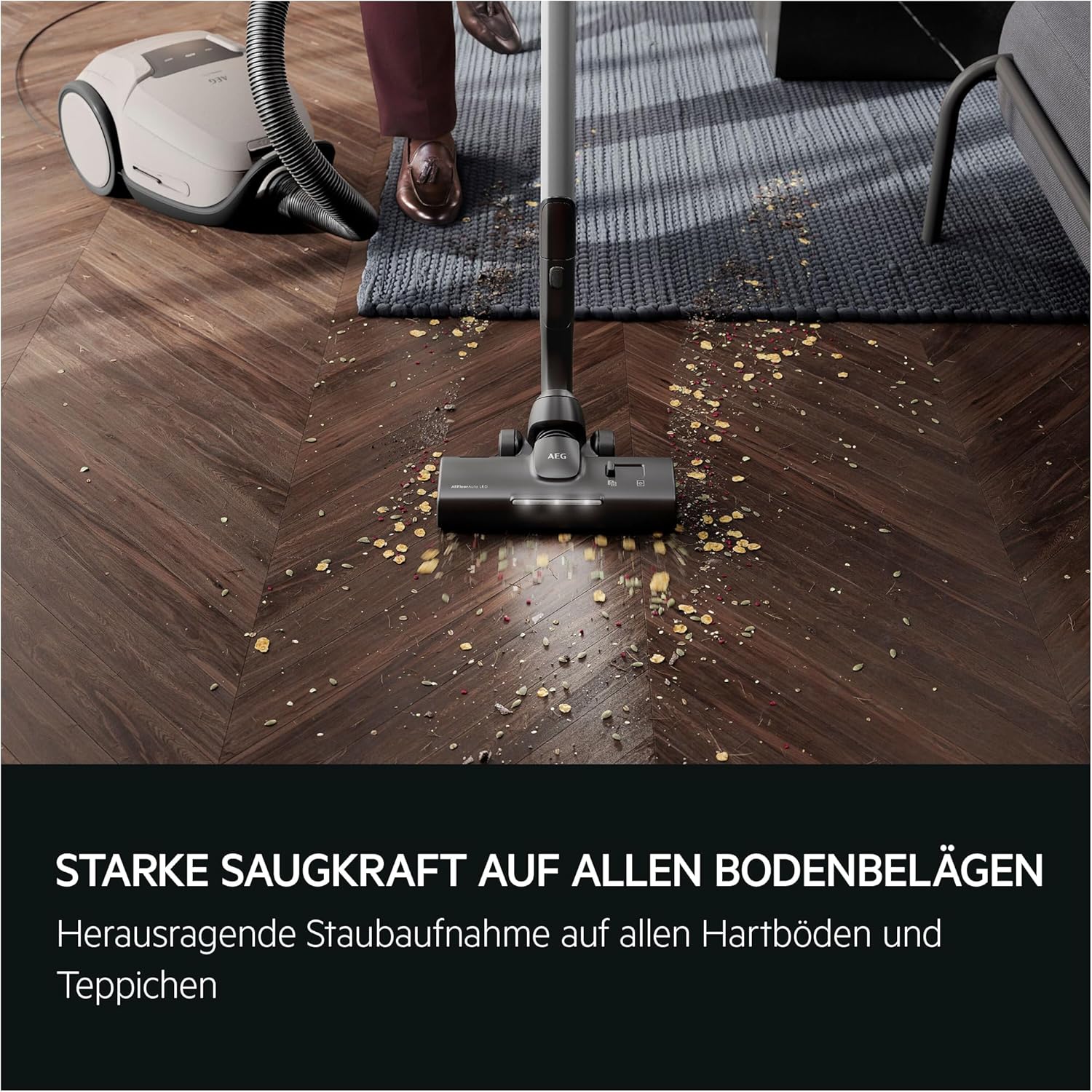 AEG Ultimate 8000 Staubsauger mit Beutel, Testsieger der Stiftung Warentest, hohe Saugleistung, Auto-Modus, alle Böden, 48 % recycelter Kunststoff, 3-in-1-Düse, HEPA-Filtration, 12 m, LED-Licht, AB81U1SW – Bild 4