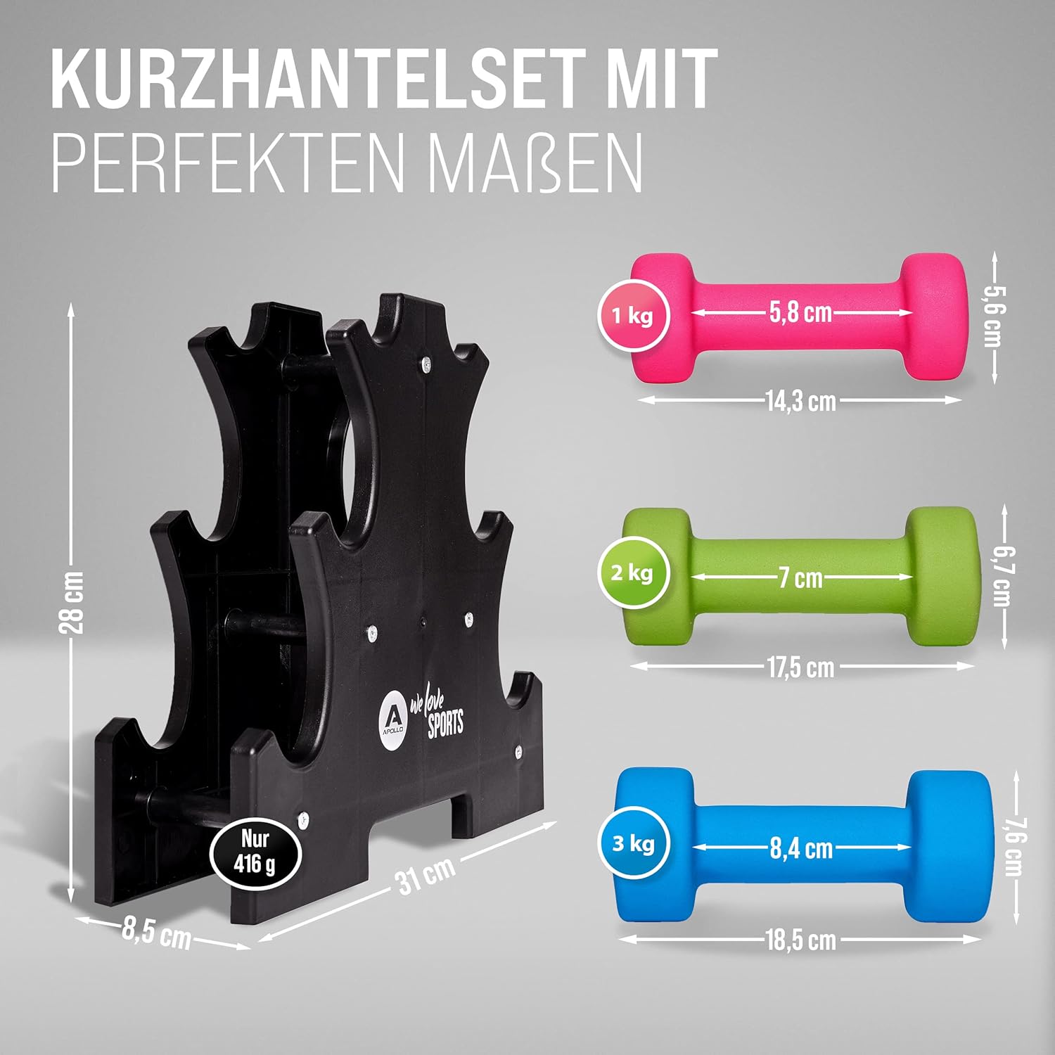 Apollo Hantelset Hantel | 2 Hanteln | 2er-Set | Gewichte für das Krafttraining | Hanteln 2er-Set | Fitnesshanteln für Damen und Herren | Hanteln | Hanteln | Hanteln | Hantelgewichte – Bild 2