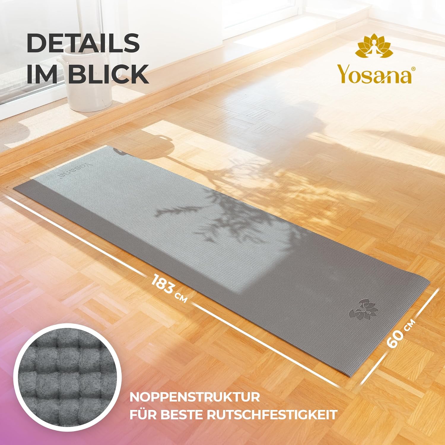 Yogamatte inkl. Tragetasche & Video Kurs I Yoga Matte rutschfest I weiche Gymnastikmatte I Sportmatte 183x60cm I Fitnessmatte I Pilatesmatte 6mm Dick – Bild 7