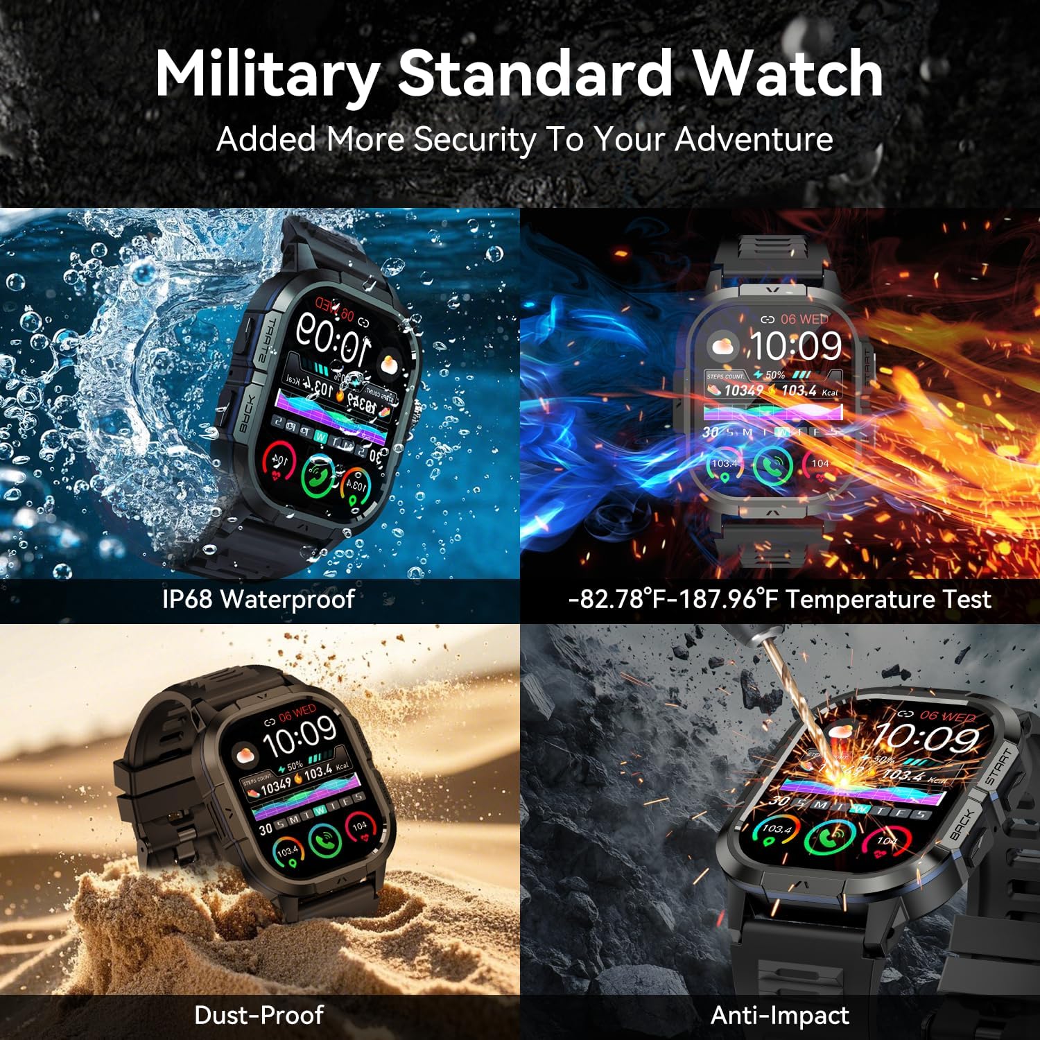 Smartwatch Herren Damen Fitnessuhr mit Telefonfunktion: Bluetooth-Anrufuhr Wasserdichter Fitness-Tracker Smartwatch mit Herzfrequenz-Schlafmonitor Schrittzähler Sportuhr Uhren für Android iOS – Bild 7