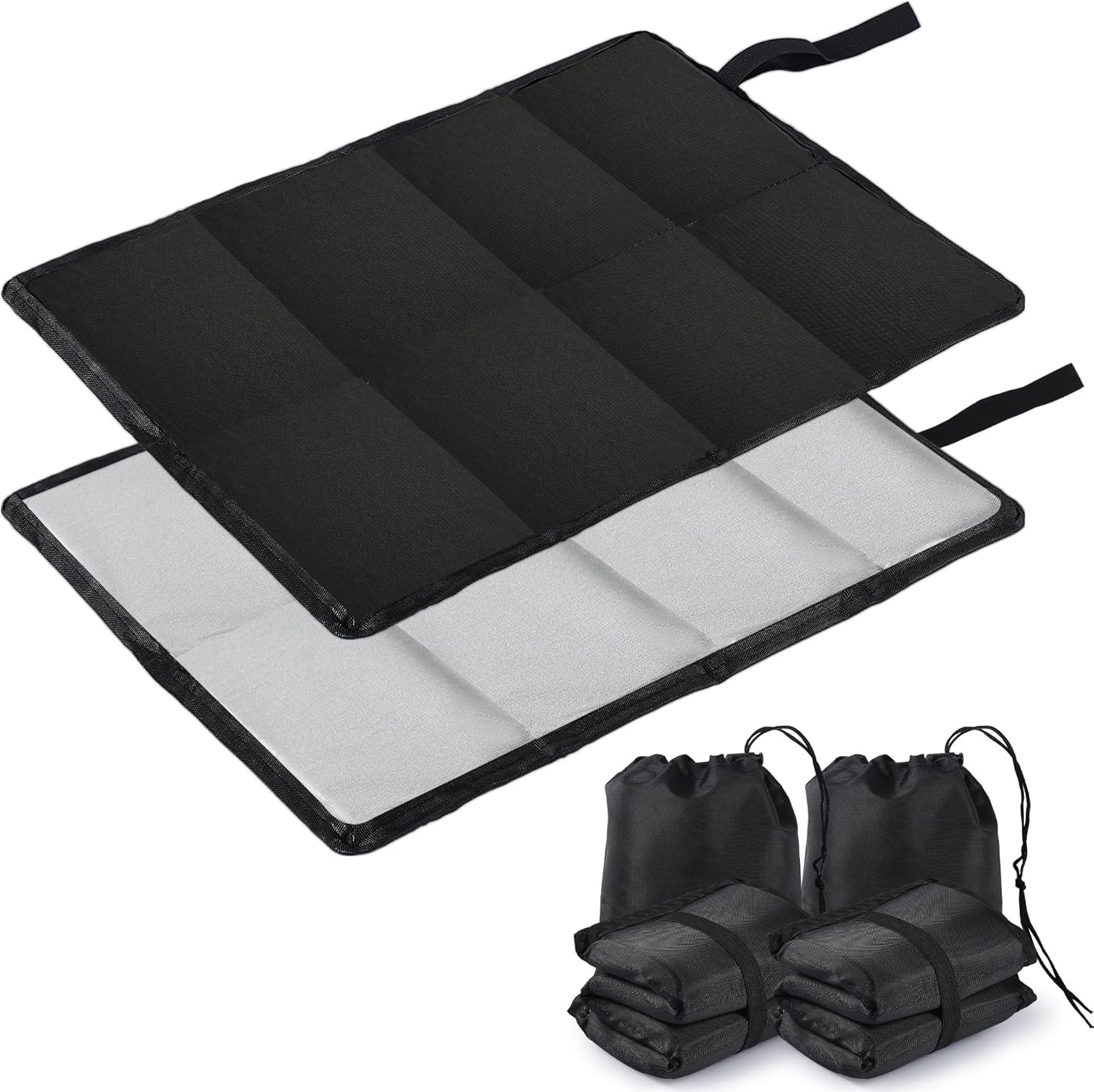 2 Stück Outdoor-Sitzkissen, Thermo-Sitzkissen, faltbar, wasserdicht, maschinenwaschbar, Outdoor-Sitzpolster mit 2 Aufbewahrungstaschen, für Camping, Picknick, Angeln