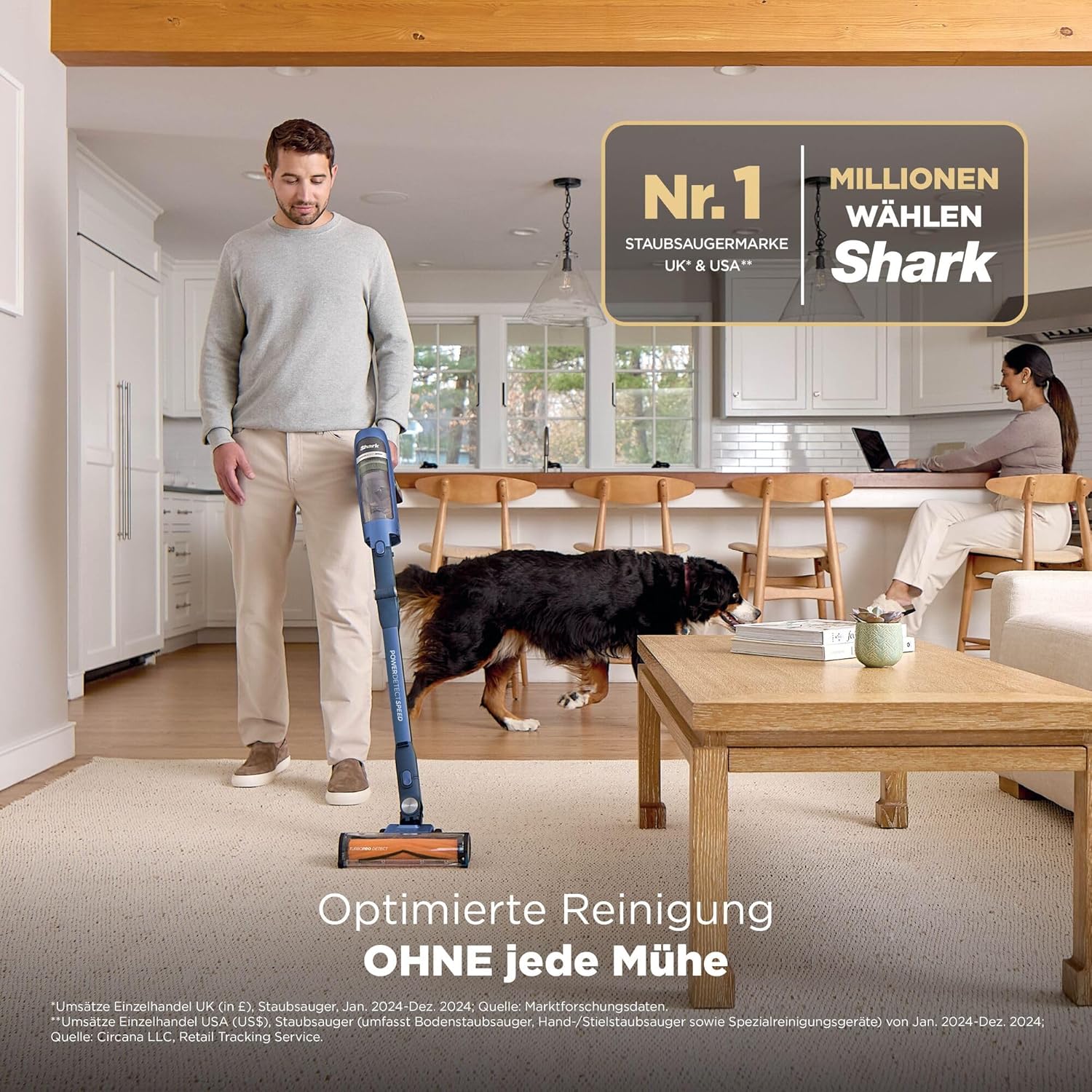 Shark Detect Speed Clean & Empty Pet Pro Akku-Staubsauger, Rückwärtsreinigung, bis zu 60 Minuten Laufzeit, inklusive selbstentleerender Ladestation und Tierhaaraufsatz, Salbeigrau IA3241EUT – Bild 3