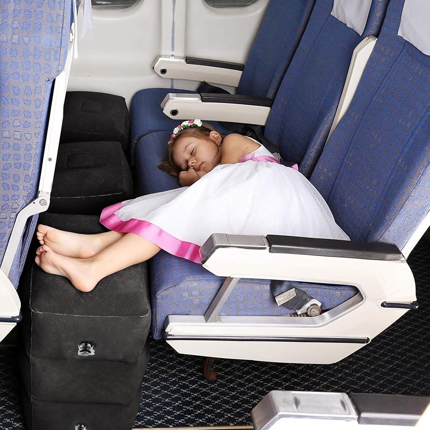 HOMCA Aufblasbare Fußstütze, Reise-Fußstützenkissen, aufblasbares Flugzeugkissen, Beinstütze, Fußstützenkissen zum Schlafen im Auto, Flug, Schnellzug, Schwarz – Bild 8