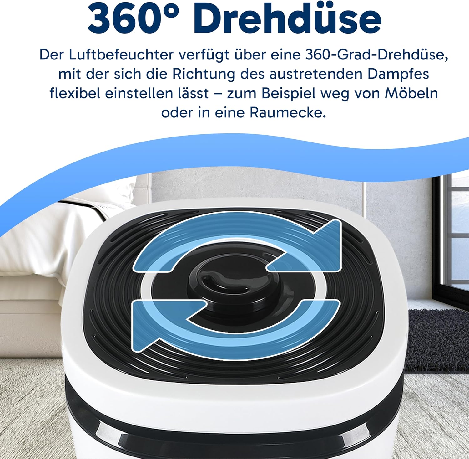 Retoo Luftbefeuchter 4L mit Fernbedienung, 360°-Düse, Timer, Ultraschall-Raumbefeuchter, leise unter 30 dB, Aromadiffusor für Schlafzimmer, Kinderzimmer, Pflanzen und Büro, mit Hygrometer – Bild 4