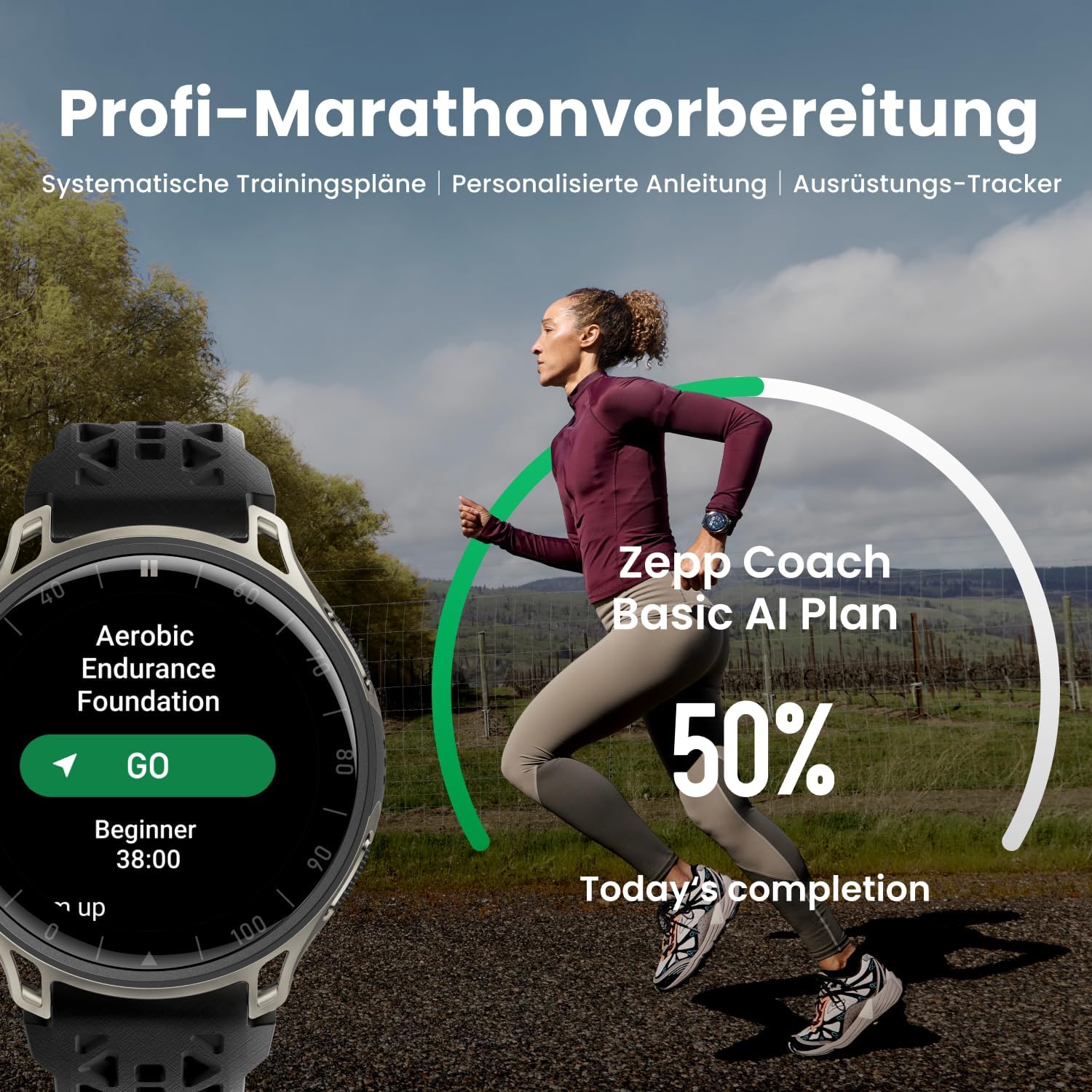 Amazfit Cheetah Lauf-Smartwatch mit Dualband-GPS, Routennavigation und Offline-Karten, Trainingsvorlage, Herzfrequenzmesser, integrierter Alexa, Ladezeit: ca. 2 Stunden, Titan, Einheitsgröße – Bild 3
