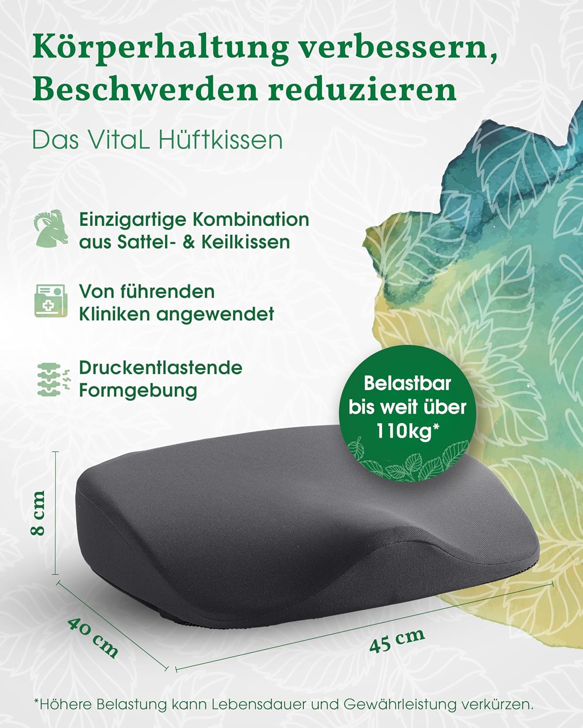 Hüftkissen – Das Original Orthopädisches Sitzkissen – Ergonomisches Keilkissen für Bürostuhl & Stuhl – Entlastet Rücken, Hüfte, Knie & LWS – Gegen Schmerzen & aufrechtes Sitzen – Bild 2