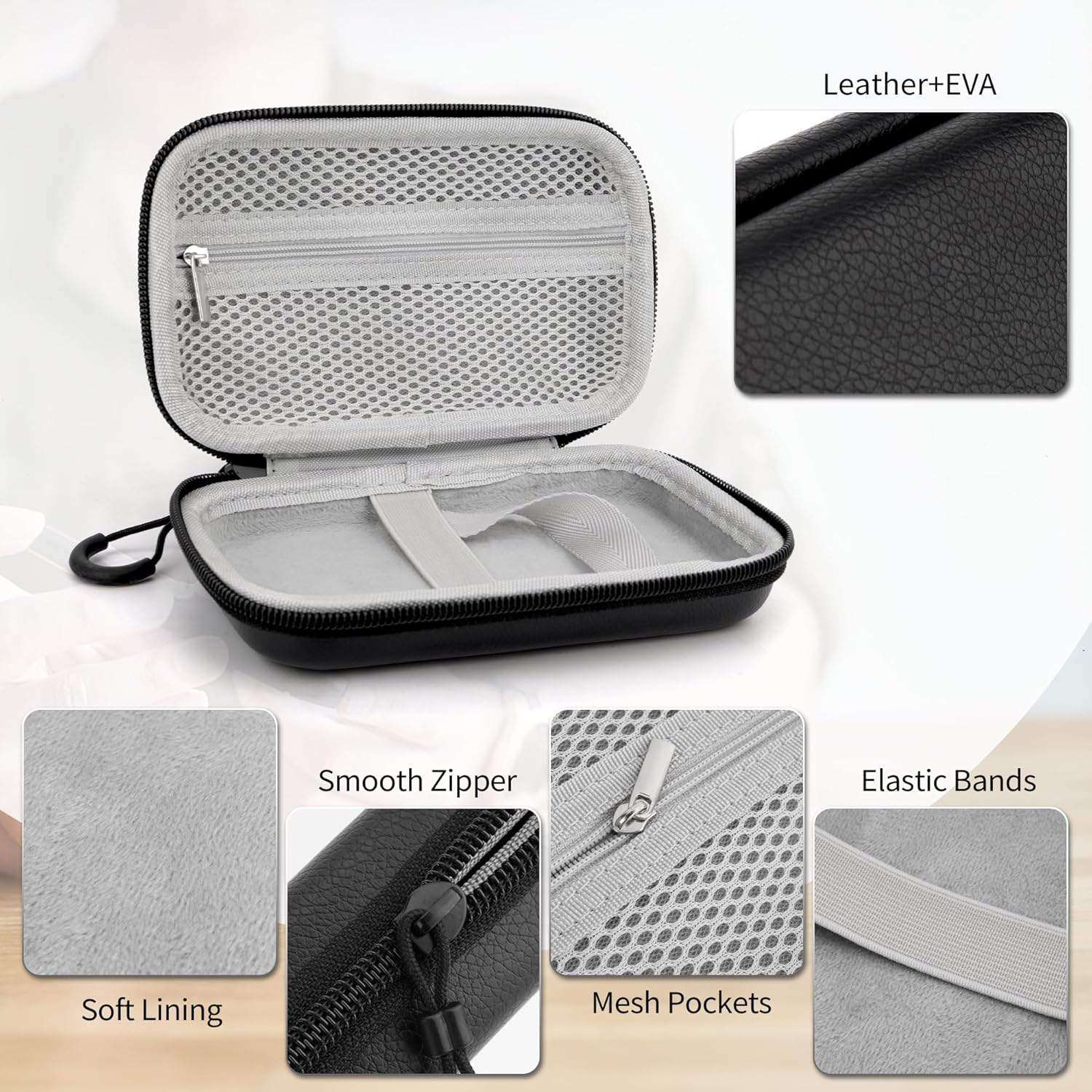 Diabetes-Versorgungskoffer, Blutzuckermessgerät-Tasche, tragbare Box zur Aufbewahrung von Teststreifen, Blutentnahmenadeln und anderen Gegenständen, Reisetasche für Diabetiker (schwarz, M) – Bild 3
