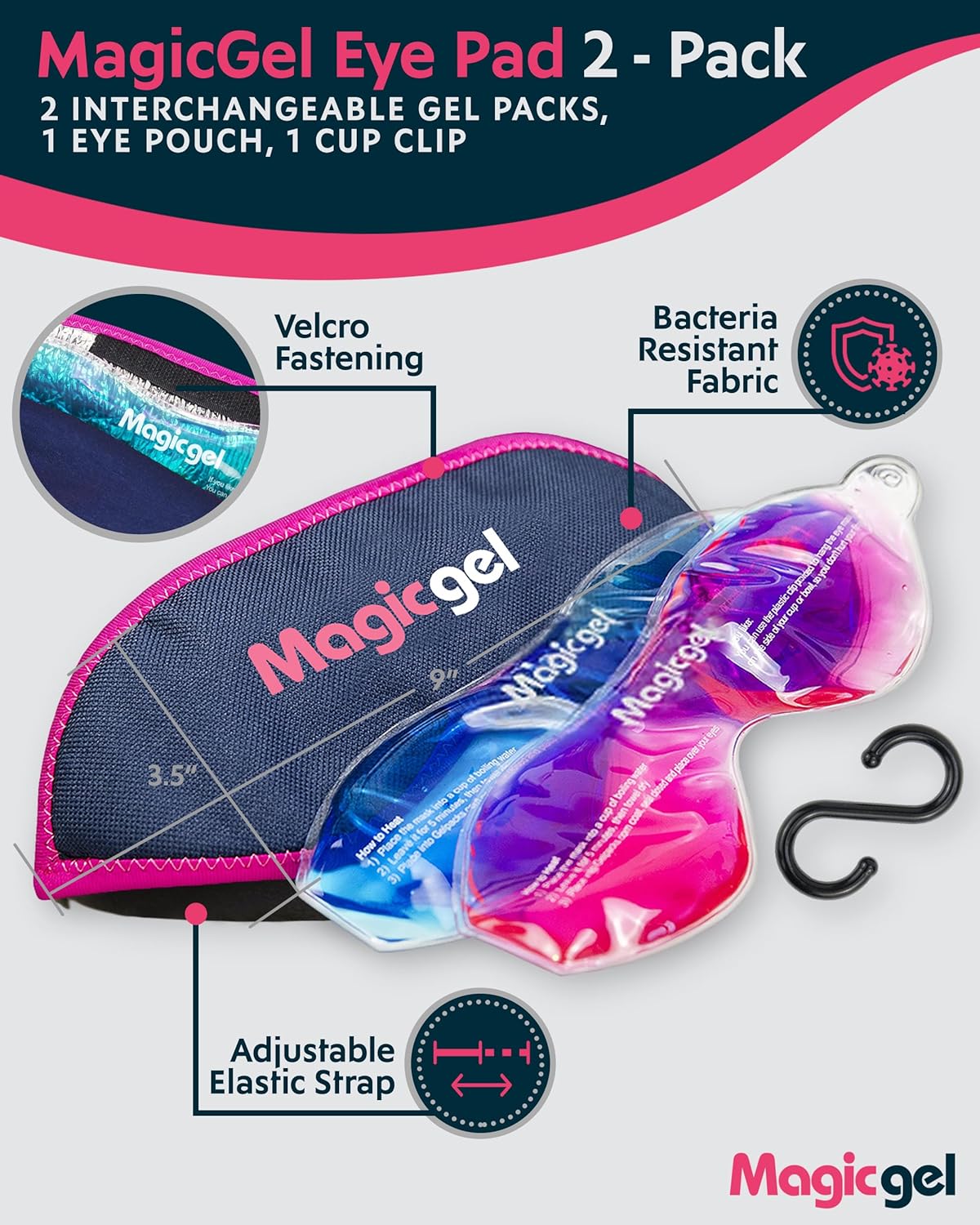 Magic Gel – Augenmaske zum Kühlen oder Wärmen – Kühlende Augenmaske mit Kühlpads – Migränemaske auch als Schlafmaske geeignet – Bild 3