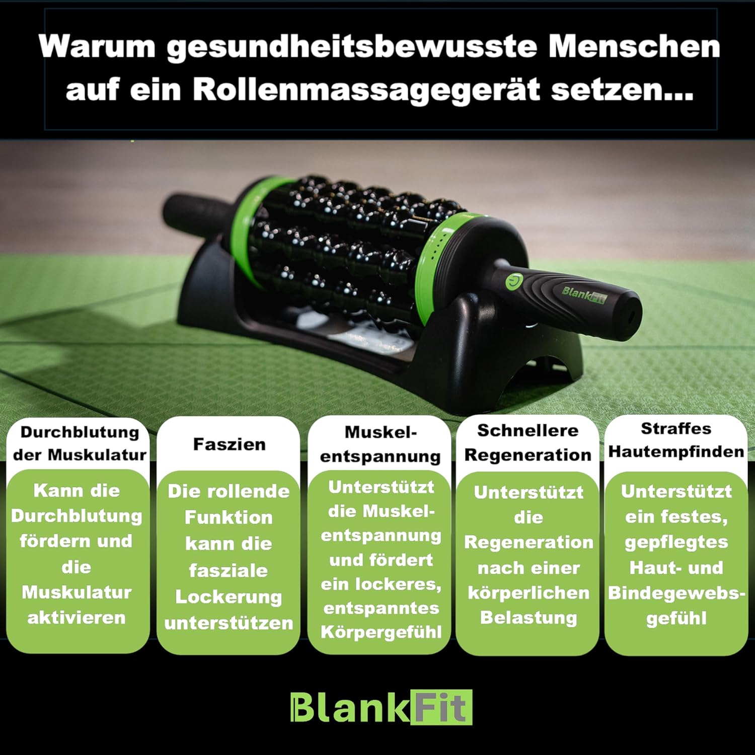 Elektrische Faszienrolle, Massagegerät Ganzkörper, Rollenmassagegerät, Anti-Cellulite, 5 in 1 + Freisprechstation, Tiefengewebe, 5 Stufen, Faszien, Stoßwellentherapie – Bild 8