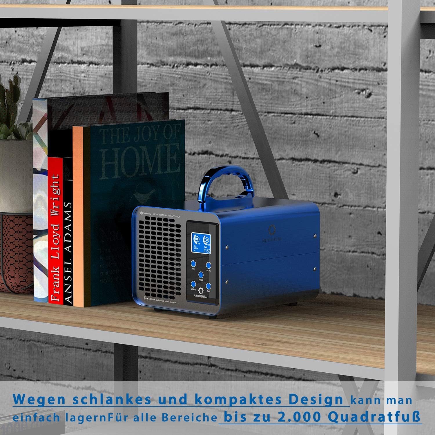 Airthereal MA10K-PRODIGI Digitales Ozongerät, leistungsstarker O3-Ozongenerator zur Geruchsentfernung, Luftionisator und Desodorierer für große Räume, Autos und Rauch, mit Timer, Blau – Bild 2