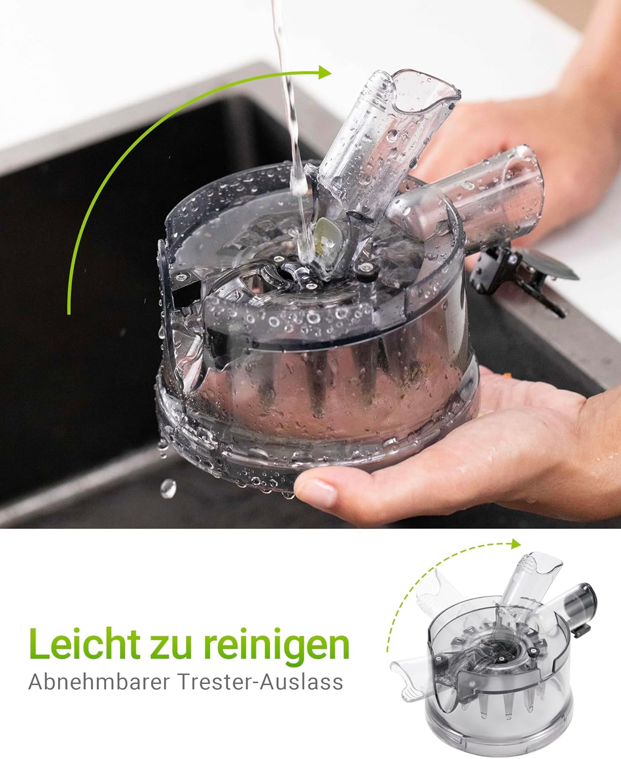 TUUMIIST Slow Juicer mit 135 mm extra großem Einfüllschacht, Entsafter Gemüse und Obst, Testsieger, anwendbar für ganzes Obst und Gemüse, leicht zu reinigen, hohe Saftausbeute, schwarz glänzend – Bild 5