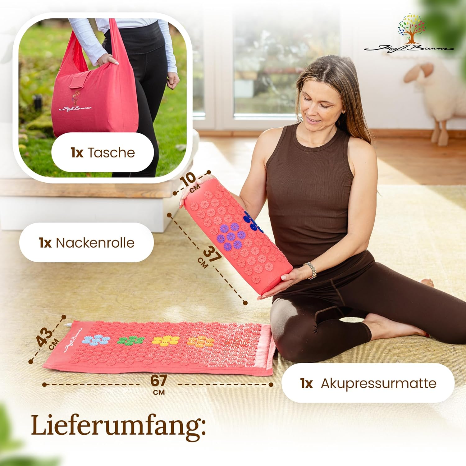 Akupressurmatte mit VitaSpike™-Technologie, Set mit Kissen & Tasche, Rücken-, Nacken- & Stressabbau, Baumwolle & Kokosfaser, Nadelmatte, Fakirmatte, Rückenschmerzen – Bild 4