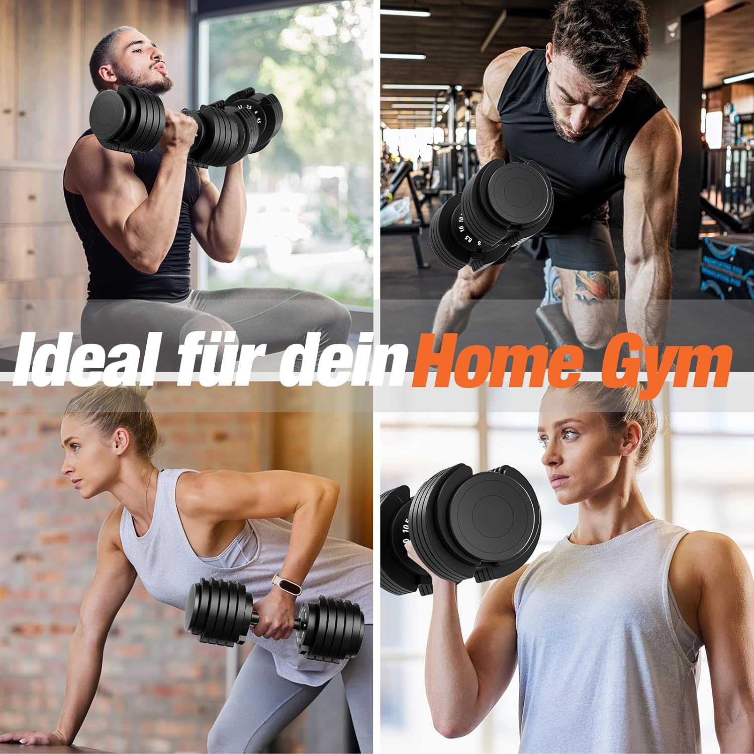 DH FitLife 12 kg / 25 kg verstellbare Kurzhanteln 2,5-12 kg / 4-25 kg mit 10 Gewichtsstufen, Kurzhantel-Set mit Hantelscheiben, variable Gewichte 10 in 1 – Bild 7