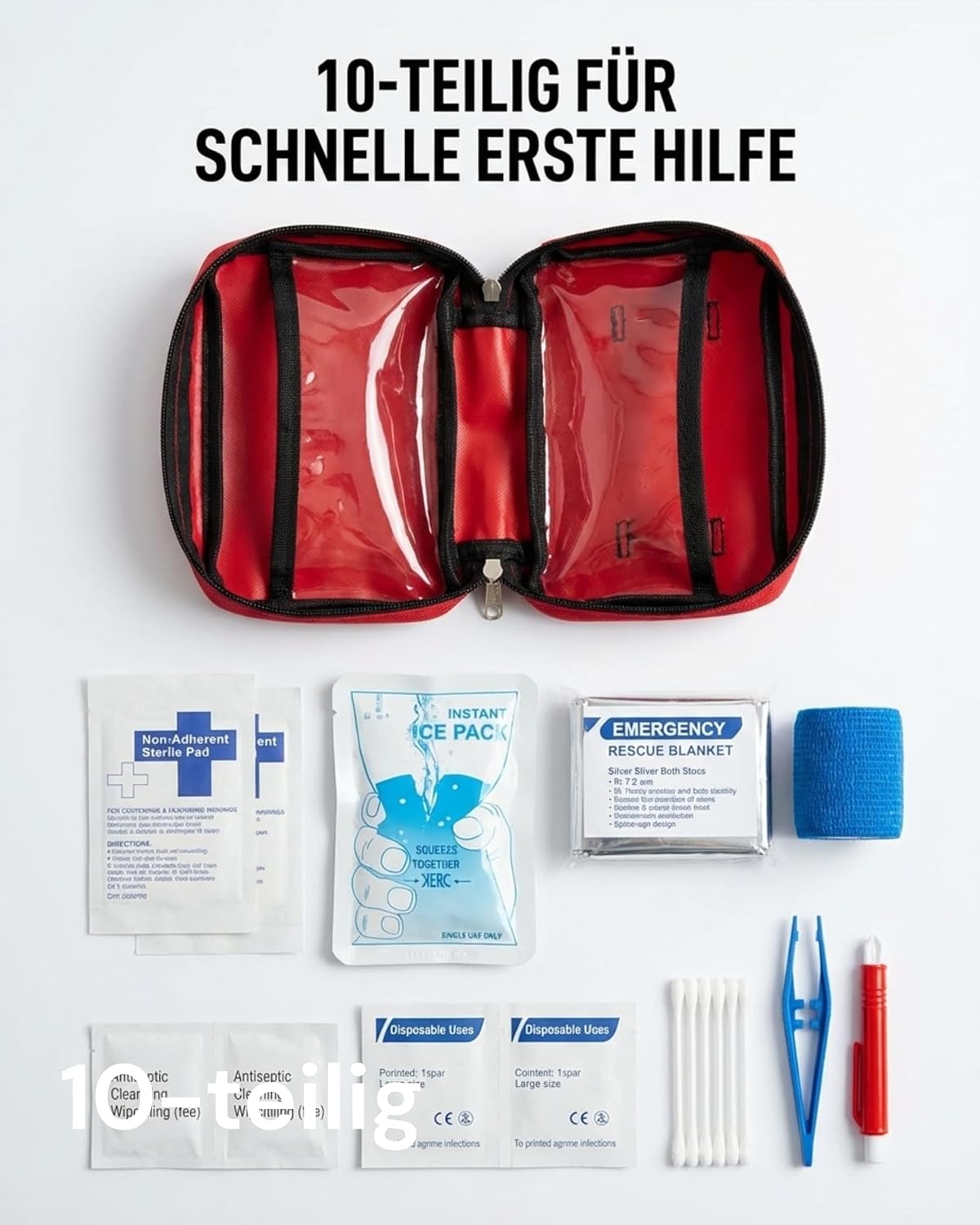 Erste-Hilfe-Set für unterwegs Hund & Katze – Kompakte Hunde-Reiseapotheke im Softcase – 10-teiliges Hunde-/Katzen-Notfallset mit Gürtelschlaufe – Ideal für Spaziergänge, Training & Outdoor-Einsatz – Bild 2