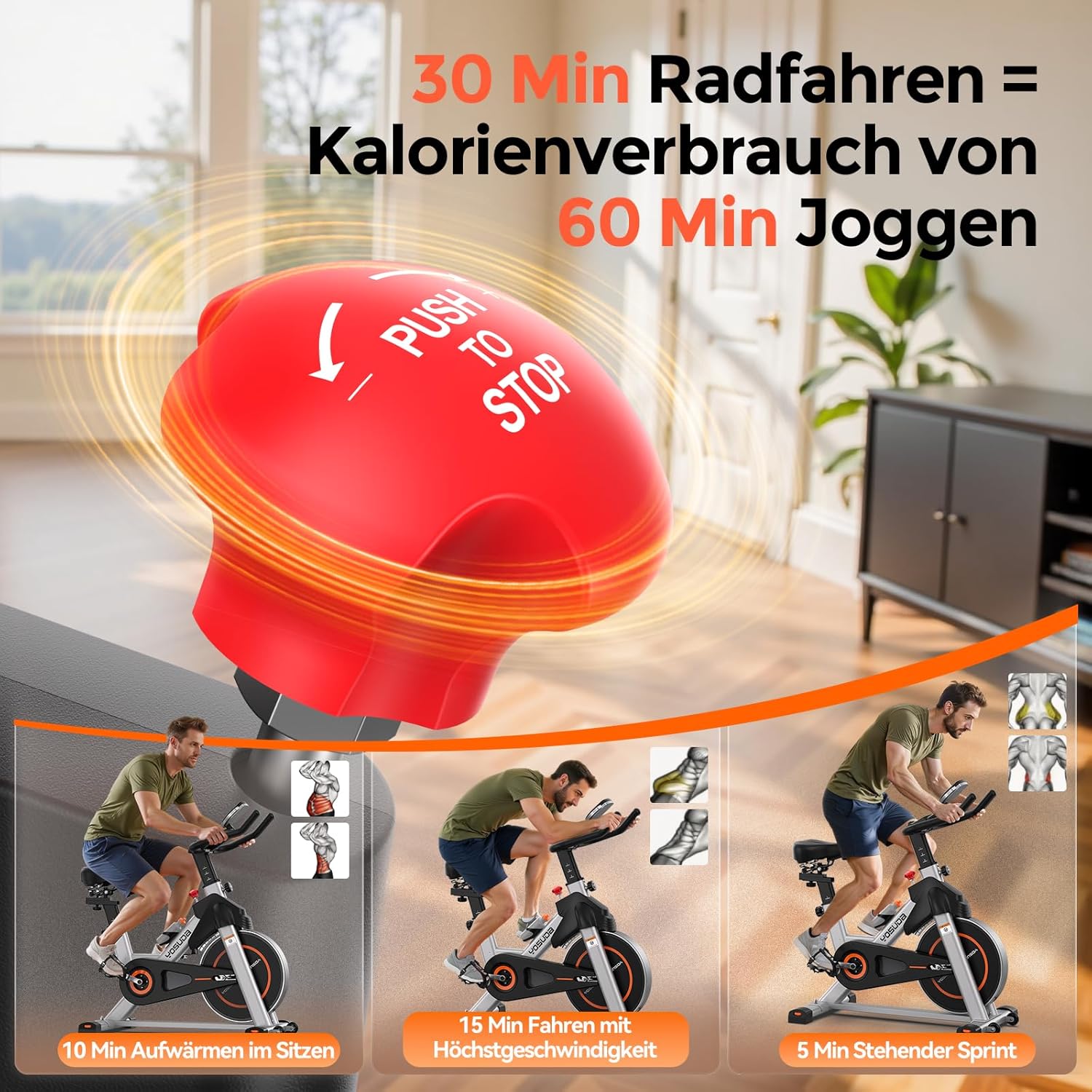 【2026 Aktualisiert】YOSUDA Heimtrainer Fahrrad, Leises Hometrainer Fahrrad mit einstellbarem magnetischem Widerstand, LED-Monitor, Tablet-Halter, Spining Bike Inndoor für Kardiotraining zu Hause – Bild 6