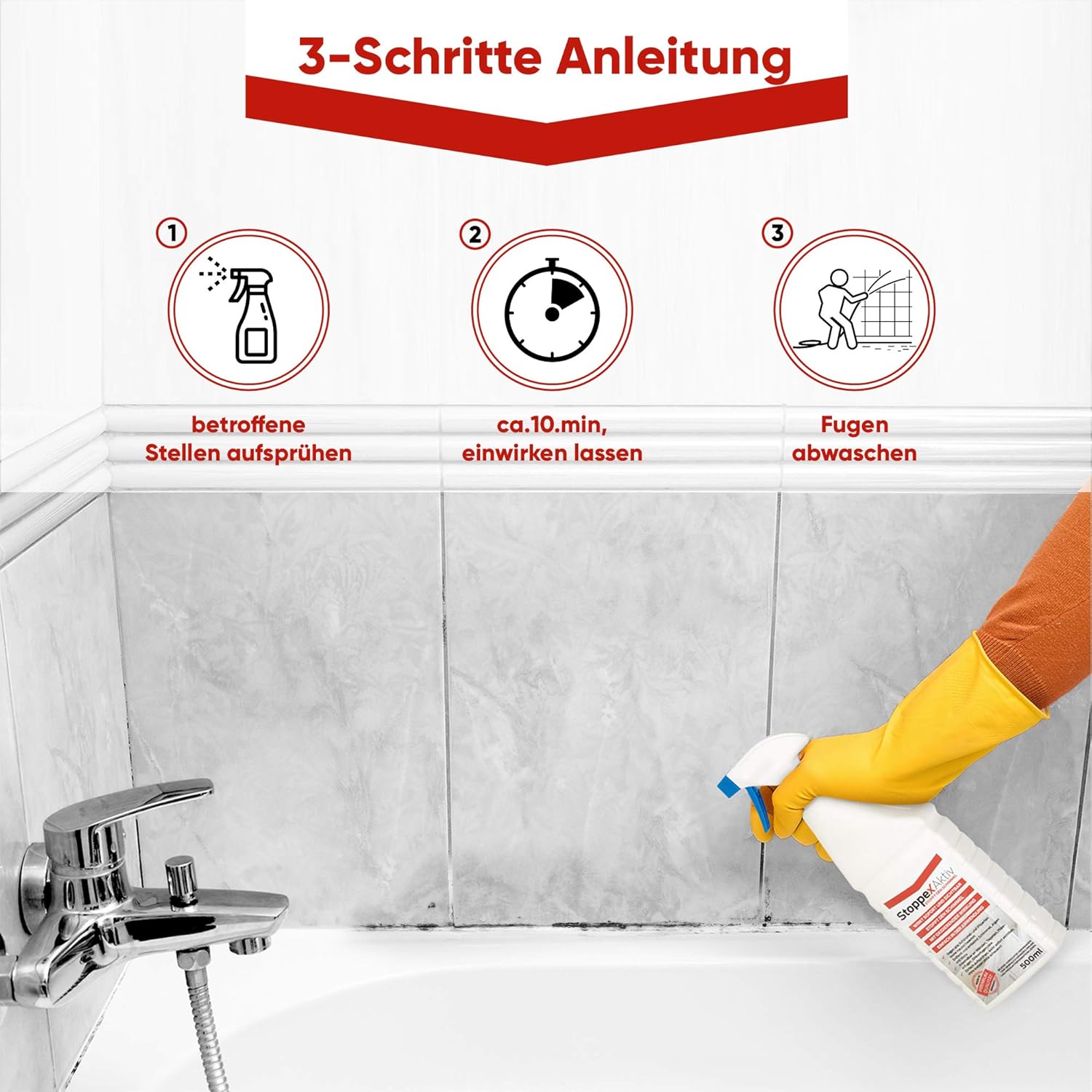 Professioneller Schimmelentferner gegen Schimmel, Stockflecken und Schimmel I chlorhaltiges Anti-Schimmel-Spray. – Bild 3