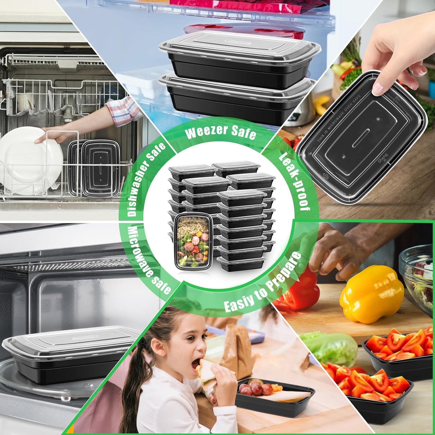 50 Stück (32 oz) Meal-Prep-Behälter, Lunch-Bento-Boxen mit Deckel, tragbare Lunch-Lebensmittel-Aufbewahrungsbehälter, Küche, Lebensmittel zum Mitnehmen, Camping, Picknick-Box, Mikrowelle – Bild 6