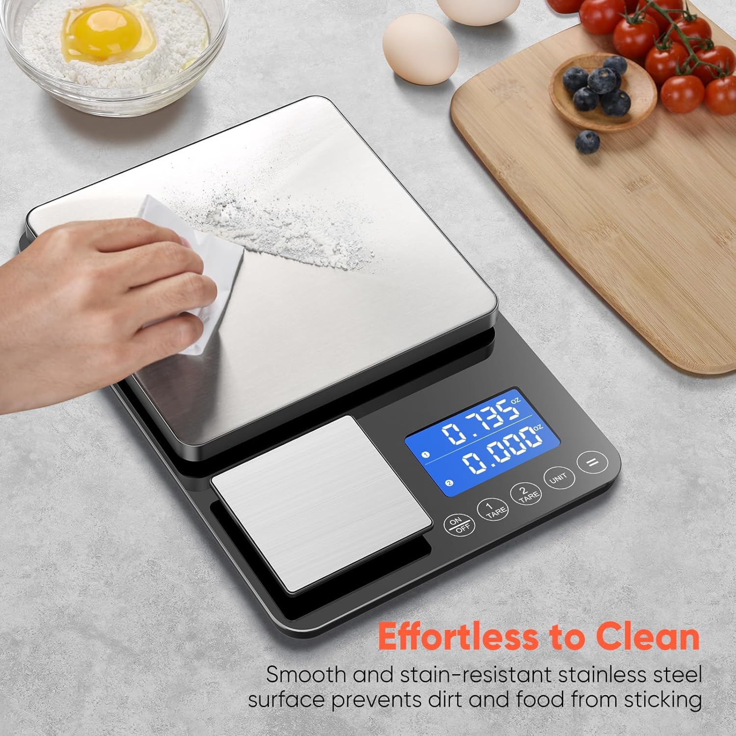 Digitale Küchenwaage 15 kg / 0,01 g, hochpräzise Zweibereichs-Küchenwaage mit Addierfunktion, Tara-Funktion, 7 Maßeinheiten, Küchenwaage zum Kochen und Brotbacken, inklusive Batterien – Bild 7