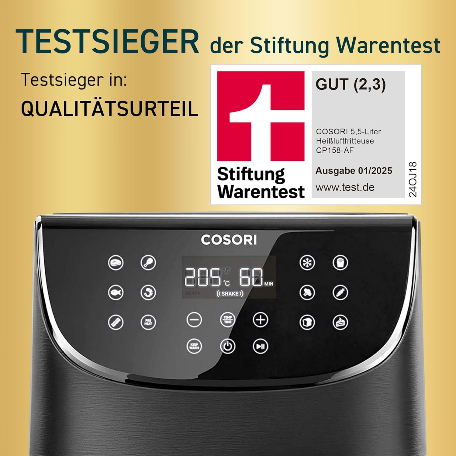 COSORI Heißluftfritteuse, Airfryer Testsieger 2024, 11-in-1 Heißluftfritteuse XXL 5,5 L, Heißluftfritteuse mit Schüttelerinnerung, 97,3 % Öleinsparung, 67,5 % Energieeinsparung, spülmaschinenfeste Körbe – Bild 2