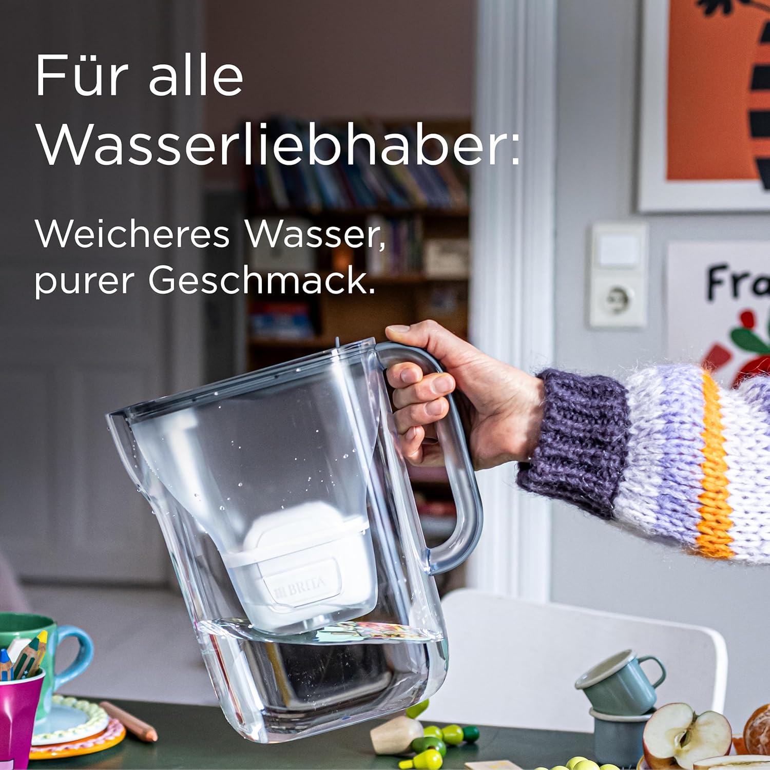 BRITA Style Essential Wasserfilterkanne Stone Blue (2,4 L) inklusive 1x BRITA Maxtra Pro Pure Performance – Kanne mit Smart Light LED & Klappdeckel passt in den Kühlschrank, filtert Verunreinigungen – Bild 4