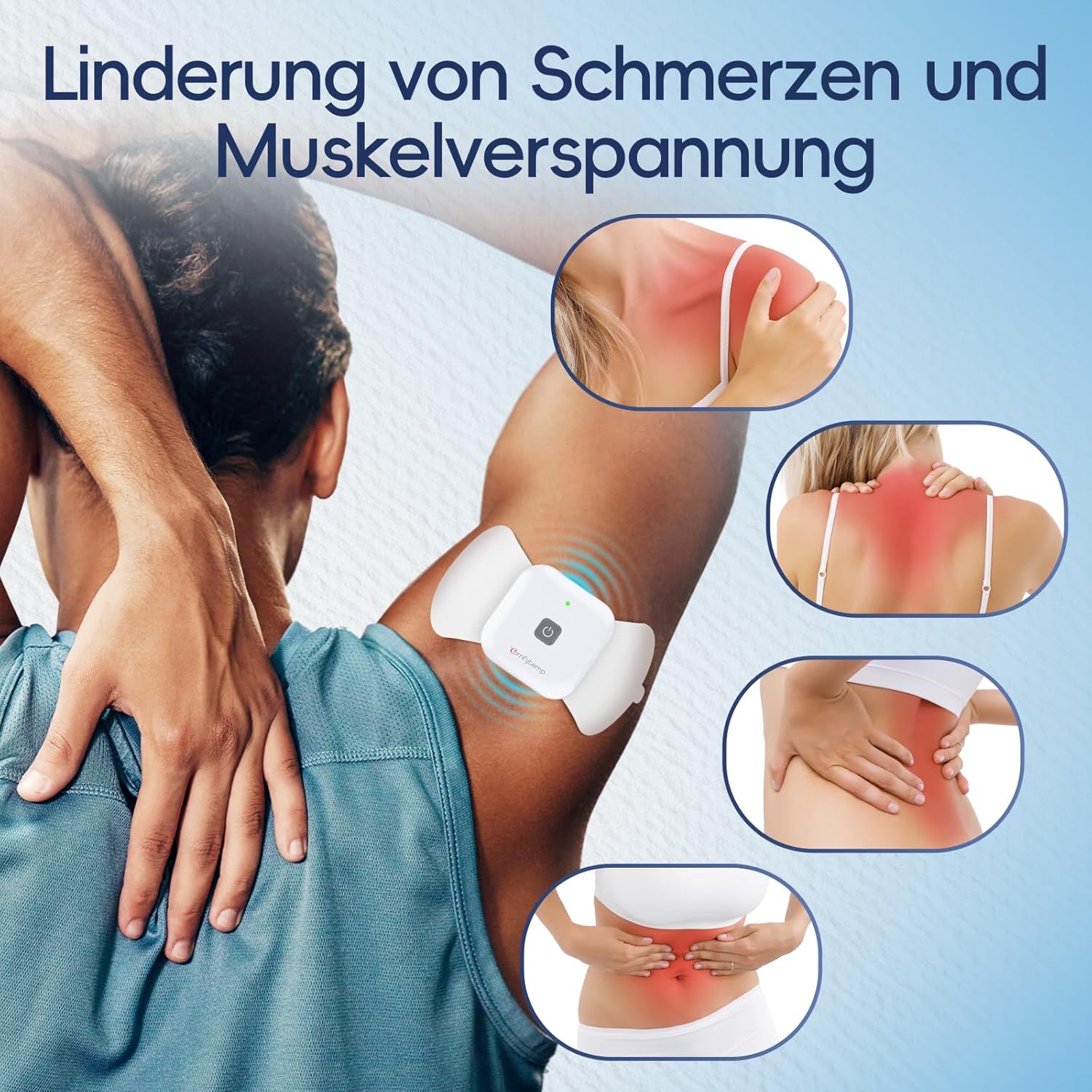 Comfytemp TENS K6101 Kabelloses tragbares Schmerztherapie-Massagegerät mit 15 Programmen und 16 Intensitätsstufen für Bein-Rücken-Schulter-Arm-Muskelstimulator mit 2 Pads – Bild 2