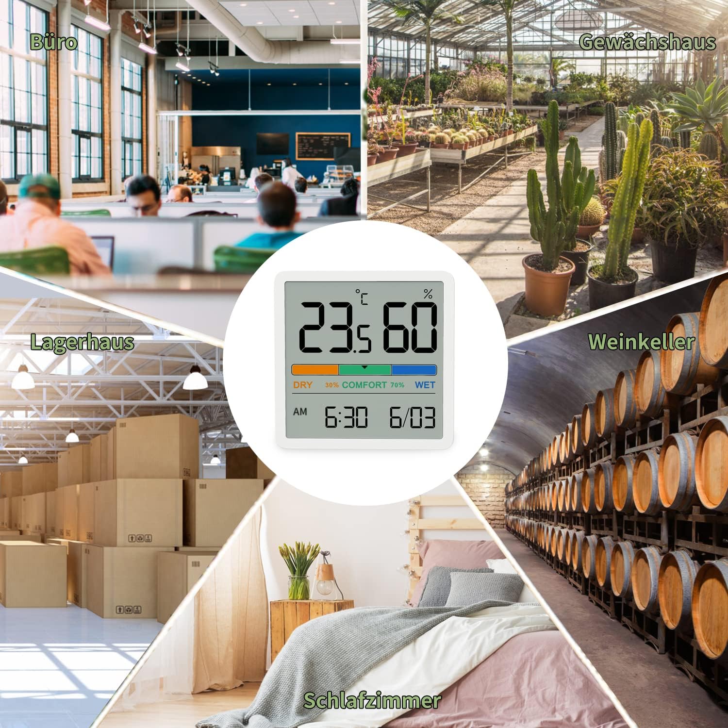 Noklead Digitales Thermo-Hygrometer, tragbares Innenthermometer-Hygrometer mit hoher Genauigkeit, Temperatur- und Luftfeuchtigkeitsmessgerät für Raumklimakontrolle, Raumluftüberwachung, Klimamonitor, Weiß – Bild 9