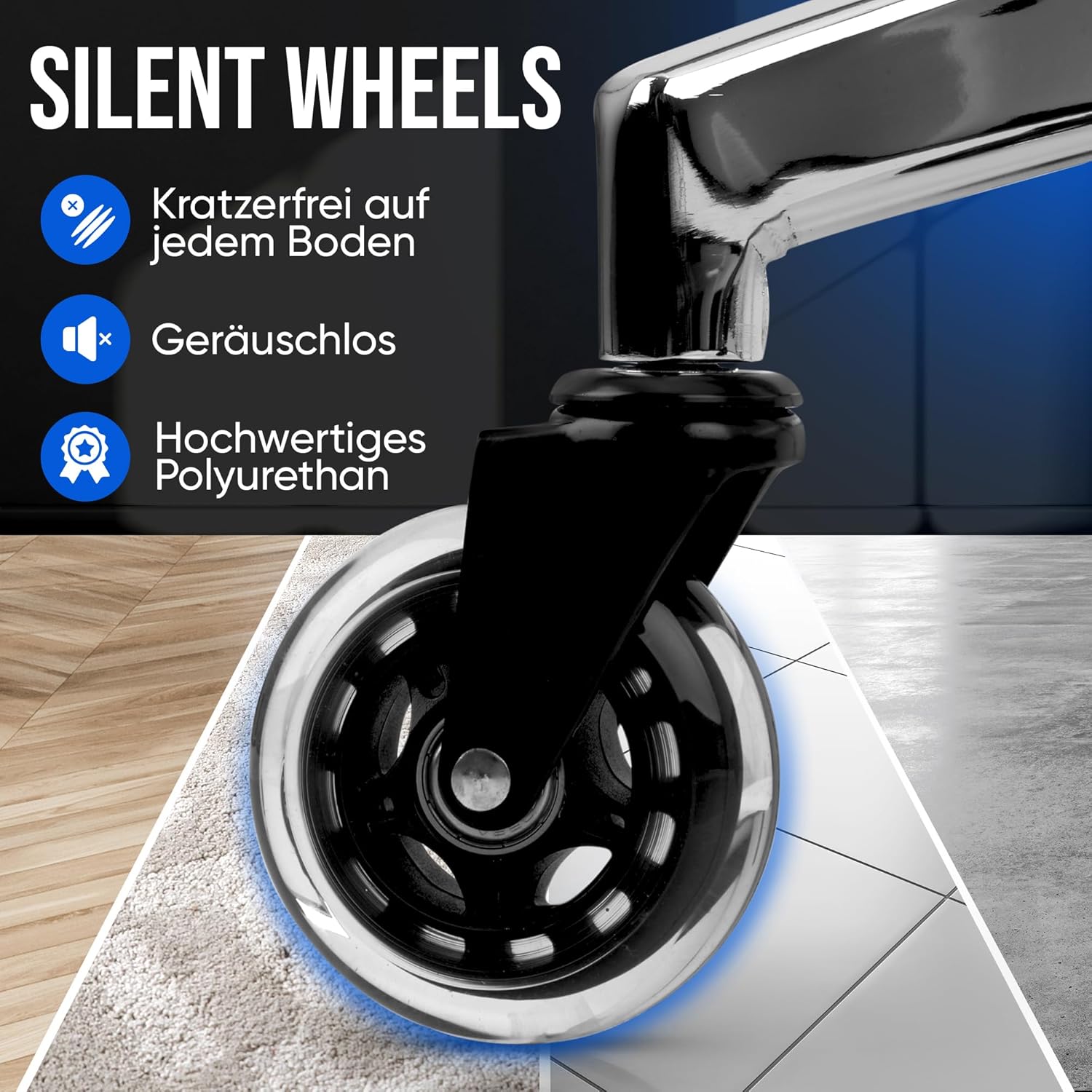 ELITESEATS Ergonomischer Bürostuhl (Testsieger), kratzfreie Rollen, atmungsaktiv, ergonomischer Schreibtischstuhl, Bürostuhl, 150 kg belastbar, Computerstuhl, Drehstuhl, Heimbürostuhl, ergonomisch – Bild 5