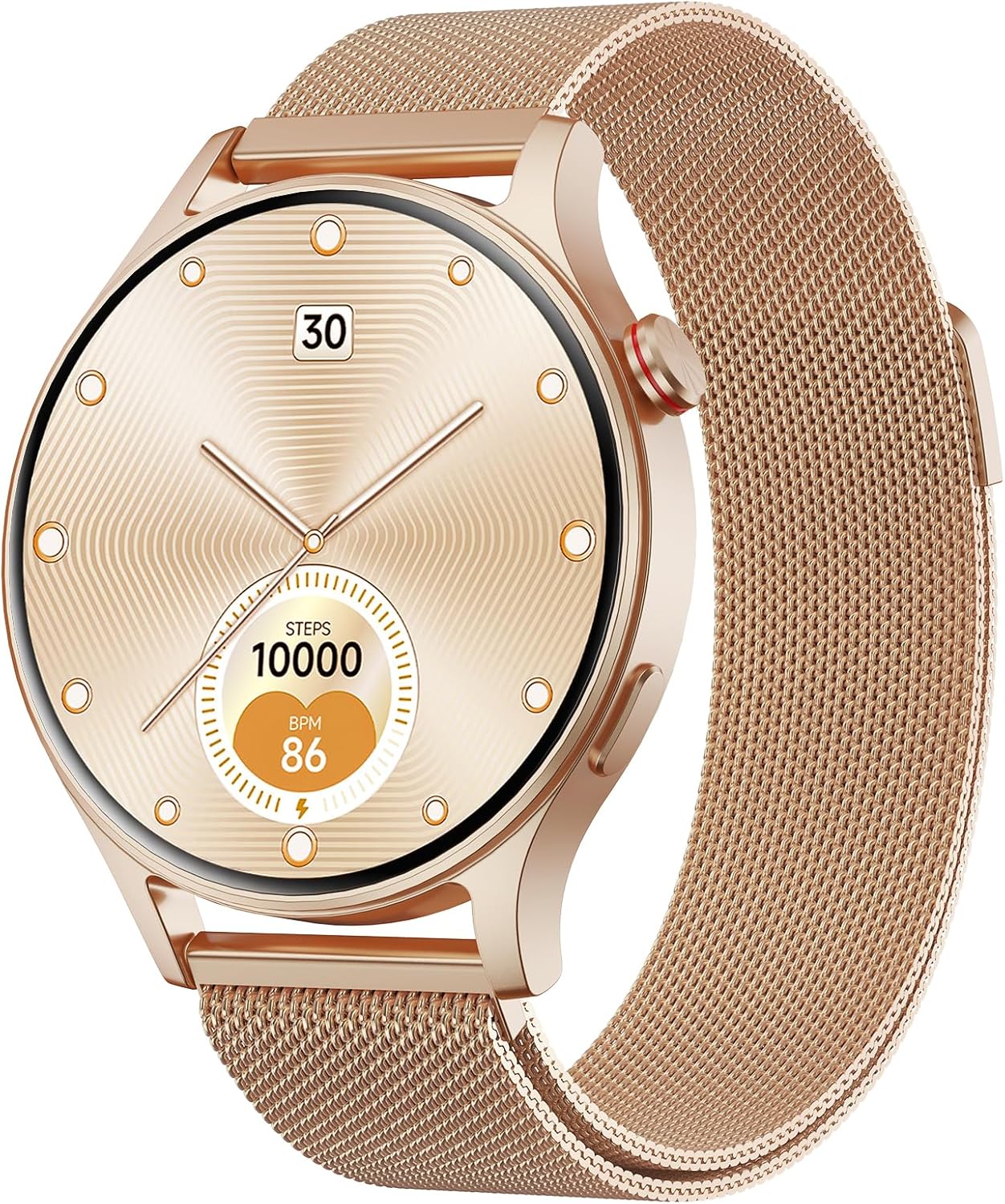 Smartwatch Damen Herren rund mit Telefonfunktion 1,32 Zoll AMOLED Display, Fitnessuhr mit 110+ Sportmodi & 3ATM, Uhren Damen Herren für iOS/Android Schrittzähler mit Herzfrequenzmesser Schlafmonitor Gold