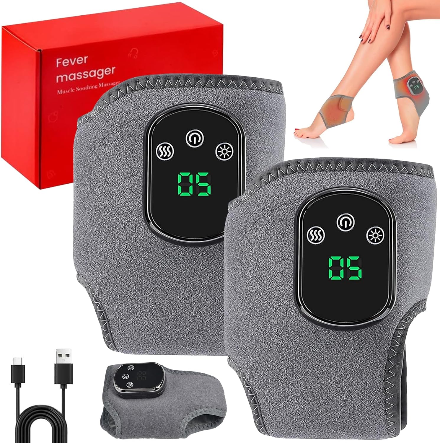 2er-Pack 3-in-1-Fußmassagegerät, Fußmassagegerät, Fußmassagegerät, tragbares kabelloses Fußmassagegerät, 3 Modi und 5 Wärmestufen für Knöchel, Ferse, Sohle, Fußgewölbeunterstützung, ideales Geschenk für Eltern