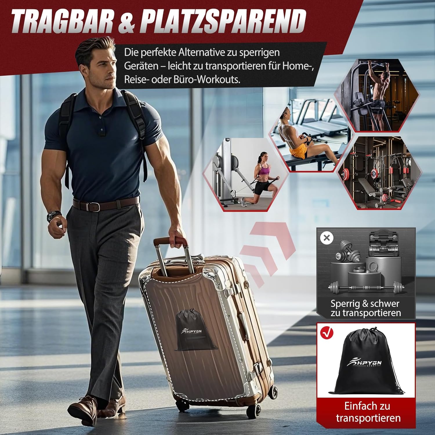 Fitnessbänder-Set, 150 lbs 200 lbs 250 lbs Widerstandsbänder 5 verschiedene Stärken, Widerstandsbänder-Set mit Griffen, Knöchelriemen und Türanker, tragbarer Rucksack, für Indoor-Heim-Fitnessstudio und Outdoor – Bild 6