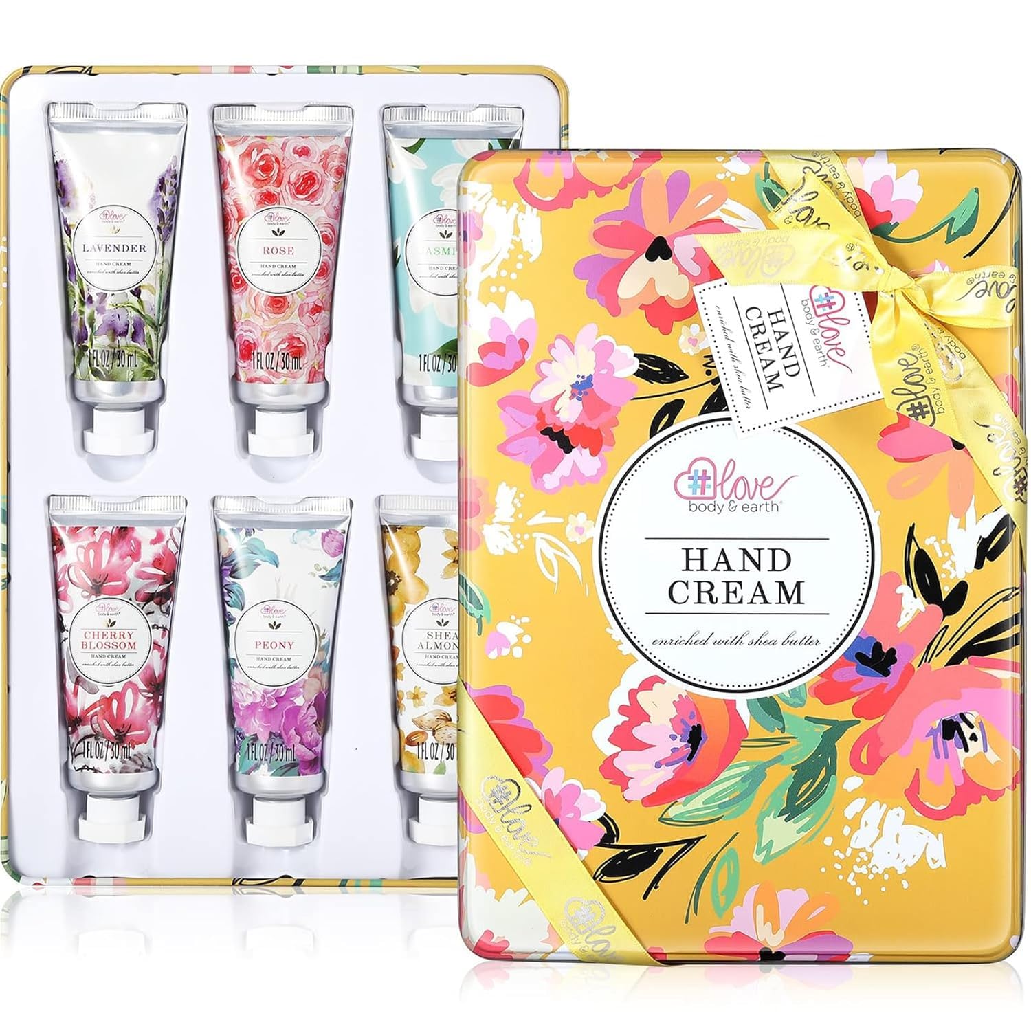 Body & Earth Handcreme-Geschenkset, Geschenke für Frauen – angereichert mit Sheabutter und Glycerin für trockene Hände, 6-teiliges Handcreme-Reisepaket im Miniformat, Geburtstags-, Muttertagsgeschenk