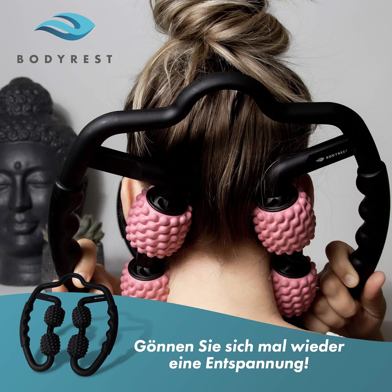 BodyRest Muskelmassageroller, Faszienroller und Massagegerät. Wohlbefinden für Nacken und Schulter, Oberschenkel, Beine, Arme und Füße. Erleben Sie Entspannung, Selbstmassage und die Welt der Faszien., rosa – Bild 7