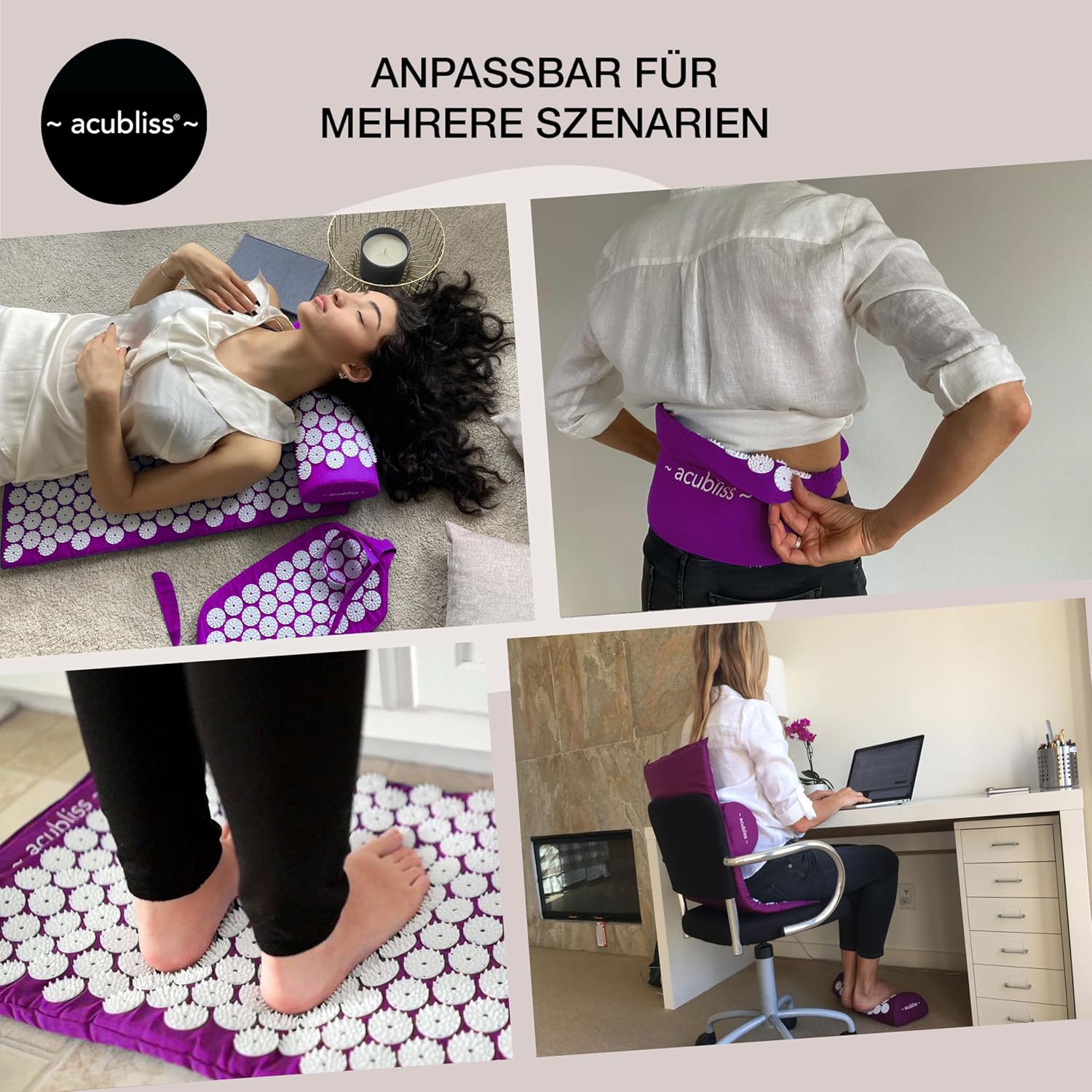 3er-Set Akupressurmatte, Lila – Bild 3