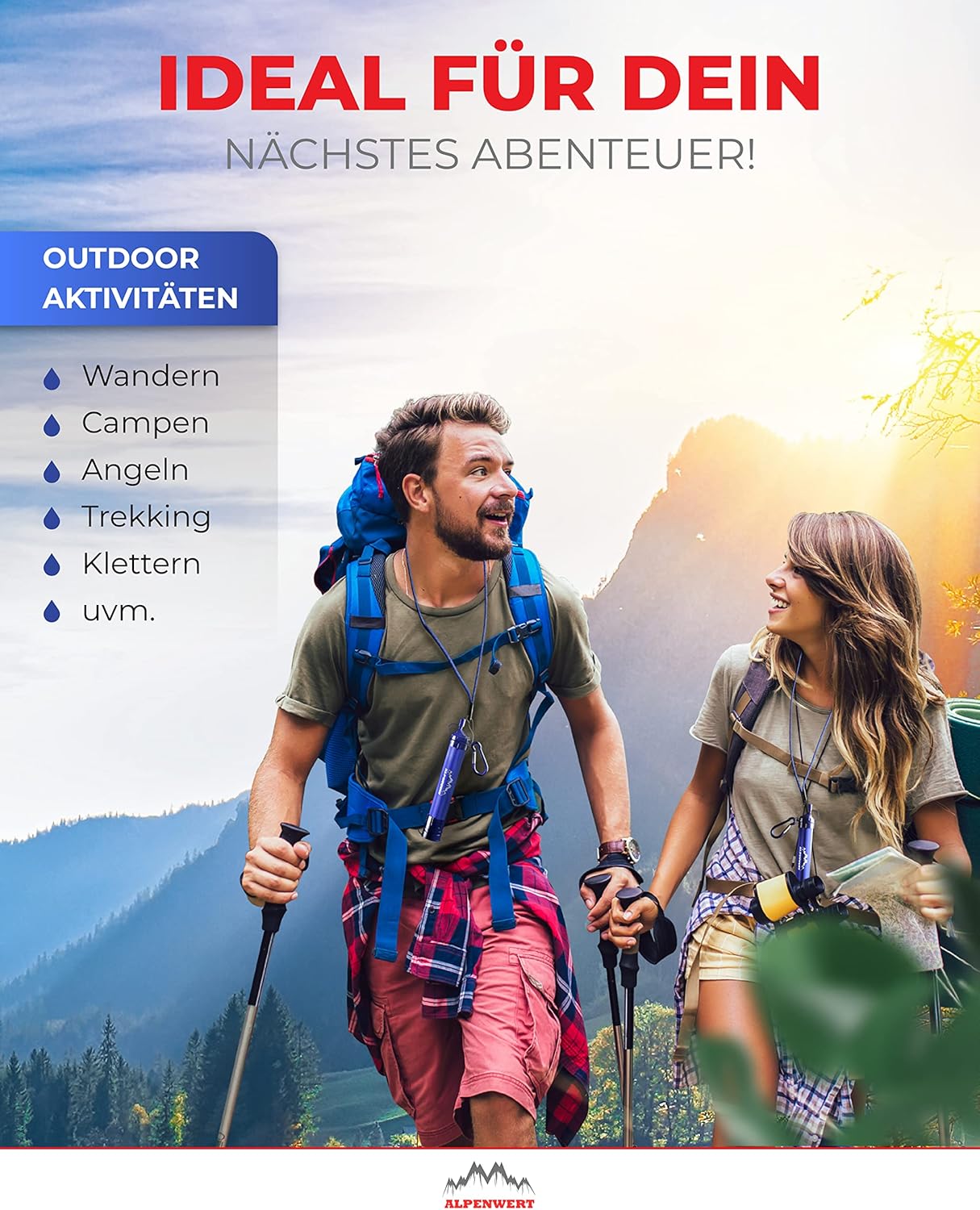 ALPENWERT Outdoor Wasserfilter – Trinkwasserfilter für 4000 Liter gefiltertes Wasser – Trinkwasseraufbereitung tötet 99,99 % aller Keime und Bakterien ab – Bild 7