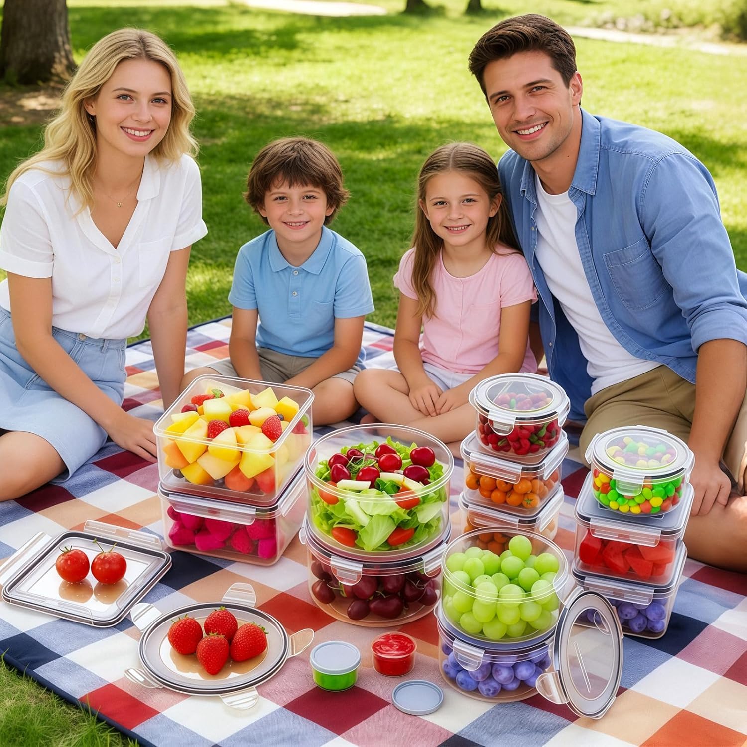 Set mit 28 Frischhaltedosen mit Deckel, XXL-Vorratsdosen-Set (14 Behälter & 14 Deckel), Meal-Prep-Boxen für die Küche, BPA-freies Tupperware-Set – Bild 7