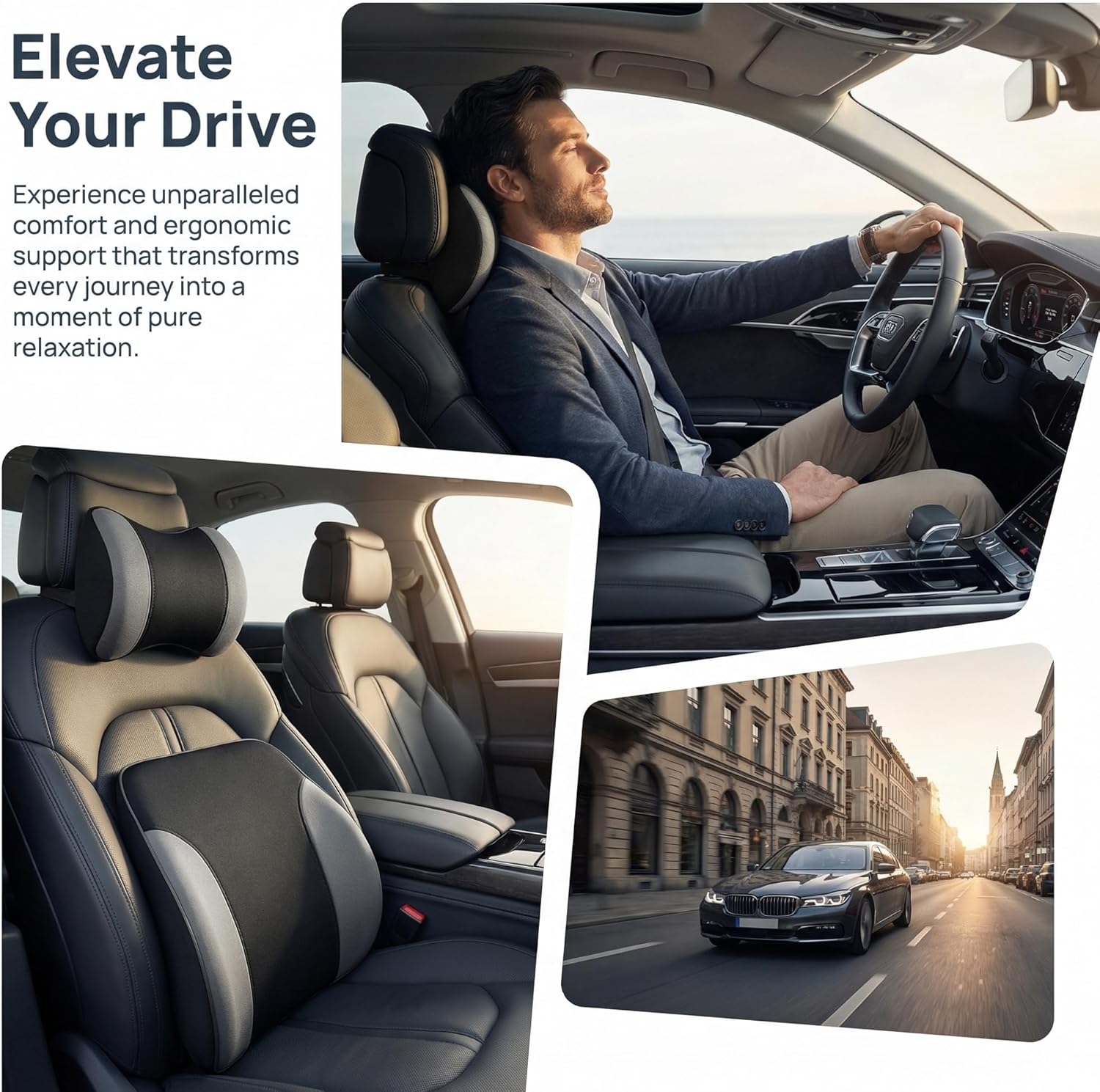 Lendenkissen-Set mit Kopfstütze, Memory-Schaum, Lendenkissen, Schmerzlinderung im unteren Rücken, Auto-Rückenkissen, Lendenwirbelstütze, ergonomisches Rückenstützkissen für Auto, Büro, Zuhause – Bild 8