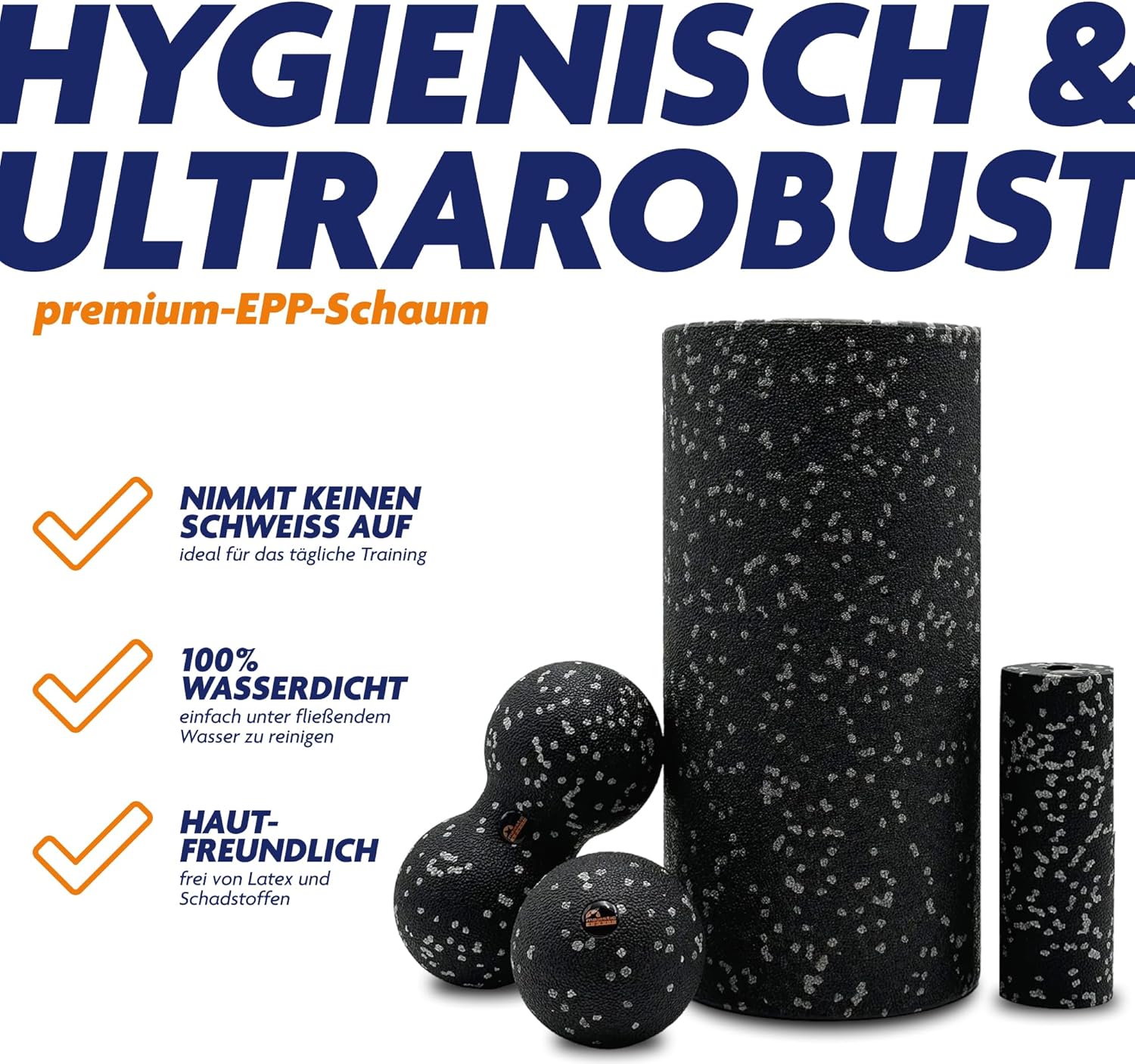 Tenso Faszienrollen 4-in-1-Set – mittelharte Faszienrolle + Duoball + Triggerpunktball + Minirolle für Rücken & Wirbelsäule, Premium-EPP-Schaum, hypoallergen – Bild 6