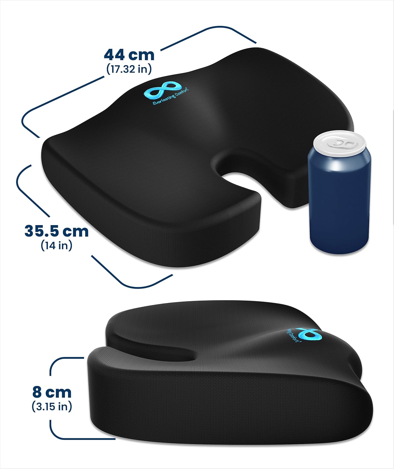 Everlast Comfort, vom Arzt empfohlenes Memory-Schaum-Sitzkissen für Bürostuhl und Auto – ergonomisches Büro- und Schreibtischzubehör – Steißbein-Entlastungskissen, Ischias – Bild 10